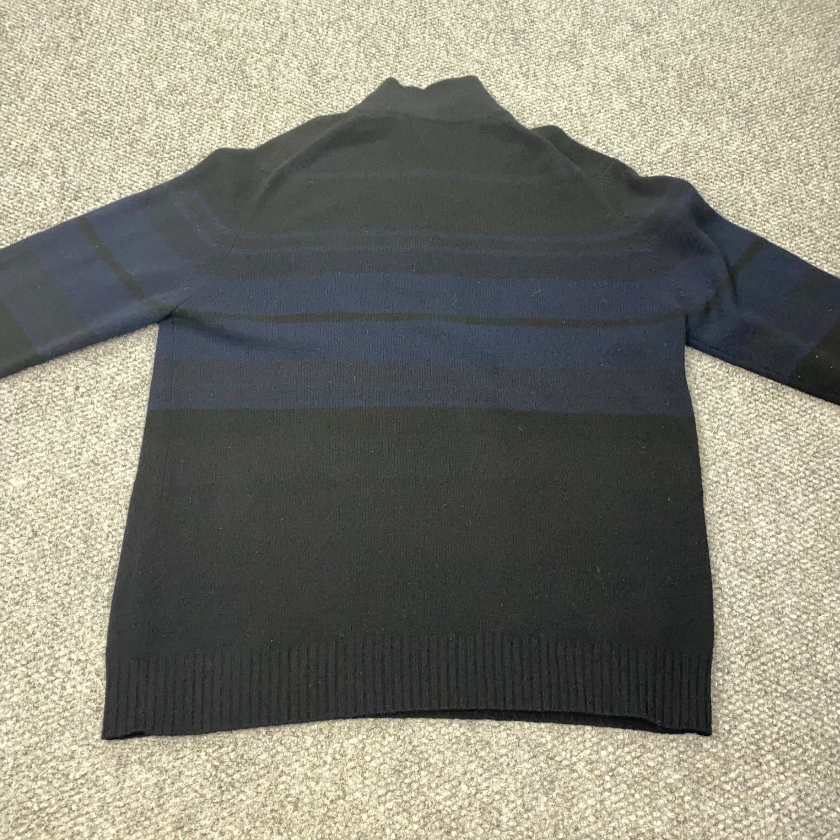 Banana Republic Banana Republic Sweater Mens XL Gray Striped 1/4 Zip Pullover Wool Cashemere Mock Neck Size US XL / EU 56 / 4 - 5 Thumbnail