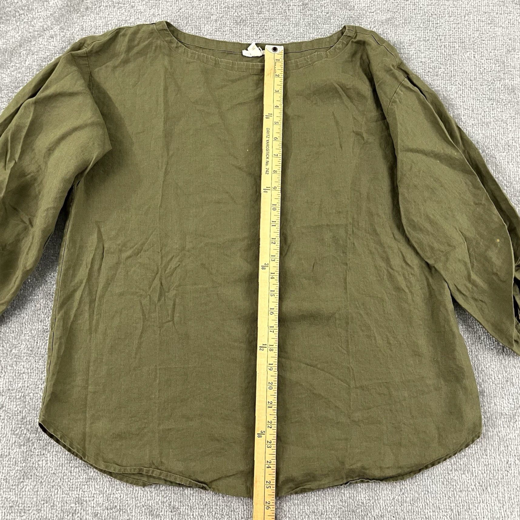 Eileen Fisher Shirt EILEEN FISHER Medium Green 100% Organic Linen Oversized Blouse Top Womens Size M / US 6-8 / IT 42-44 - 4 Thumbnail