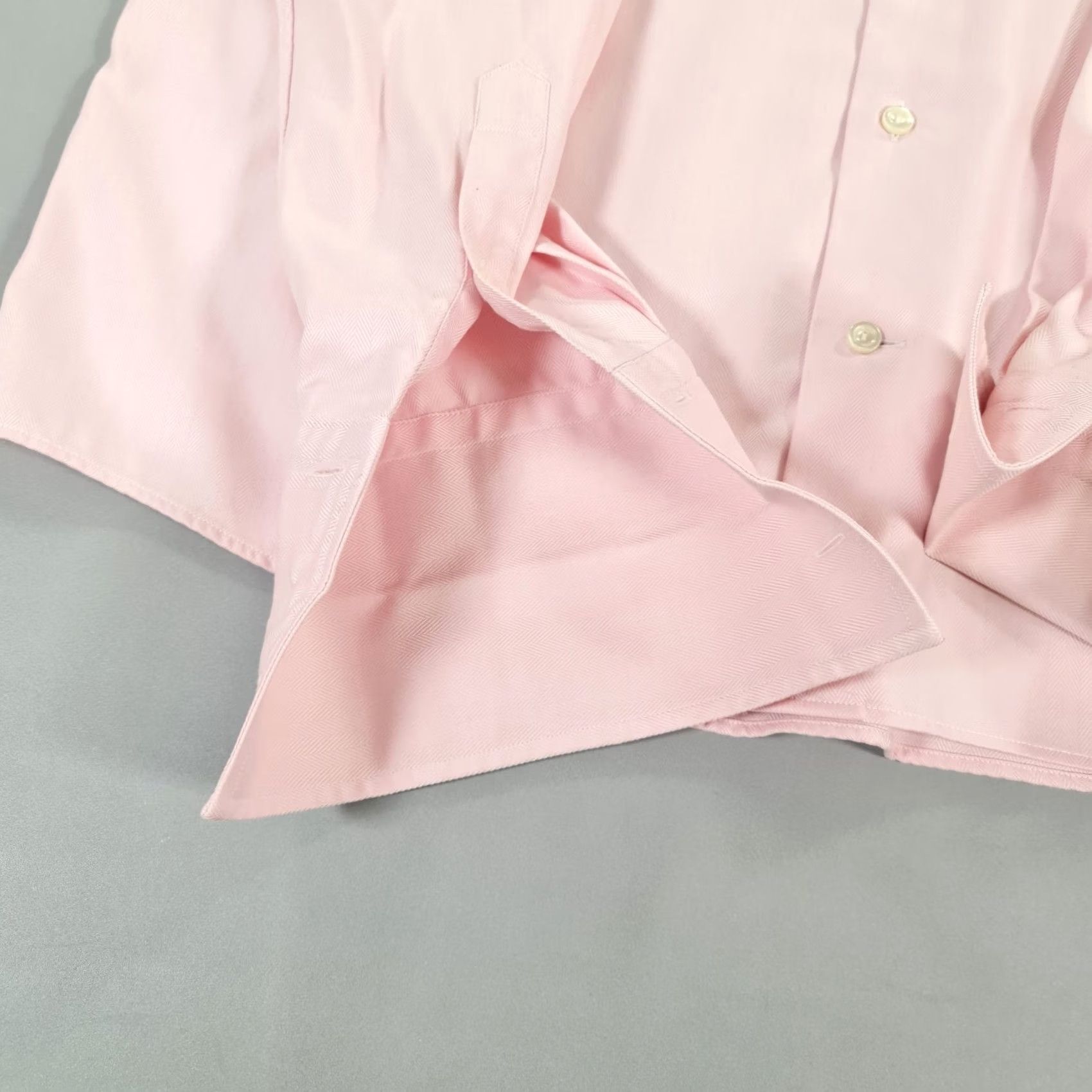 Eton ETON Mens Shirt Pink 17.5 Dress Shirt Long Sleeve Button Up Double Cuffs Herringbone Cotton" Size US XXL / EU 58 / 5 - 4 Thumbnail