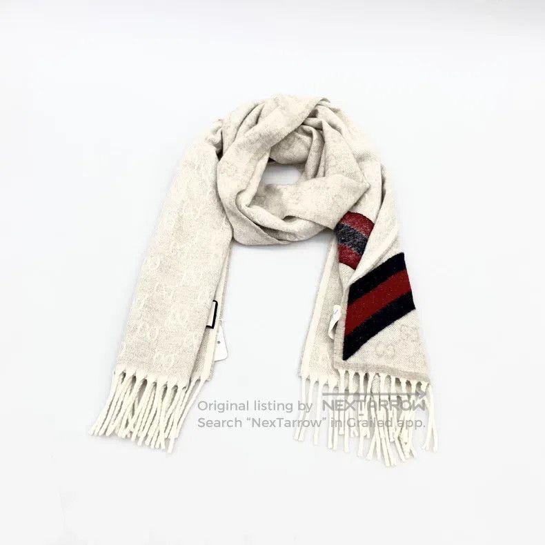 Gucci Gucci Double G jacquard striped wool tassel scarf Size ONE SIZE - 3 Thumbnail