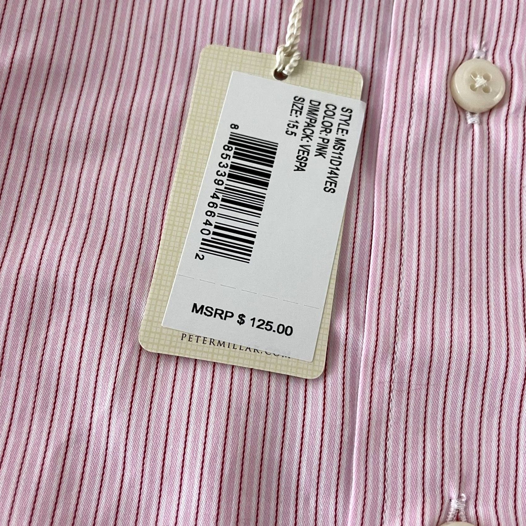 Peter Millar Peter Millar Shirt Striped Long Sleeve Men's 15.5 Pink Dress Shirt Size US L / EU 52-54 / 3 - 3 Thumbnail