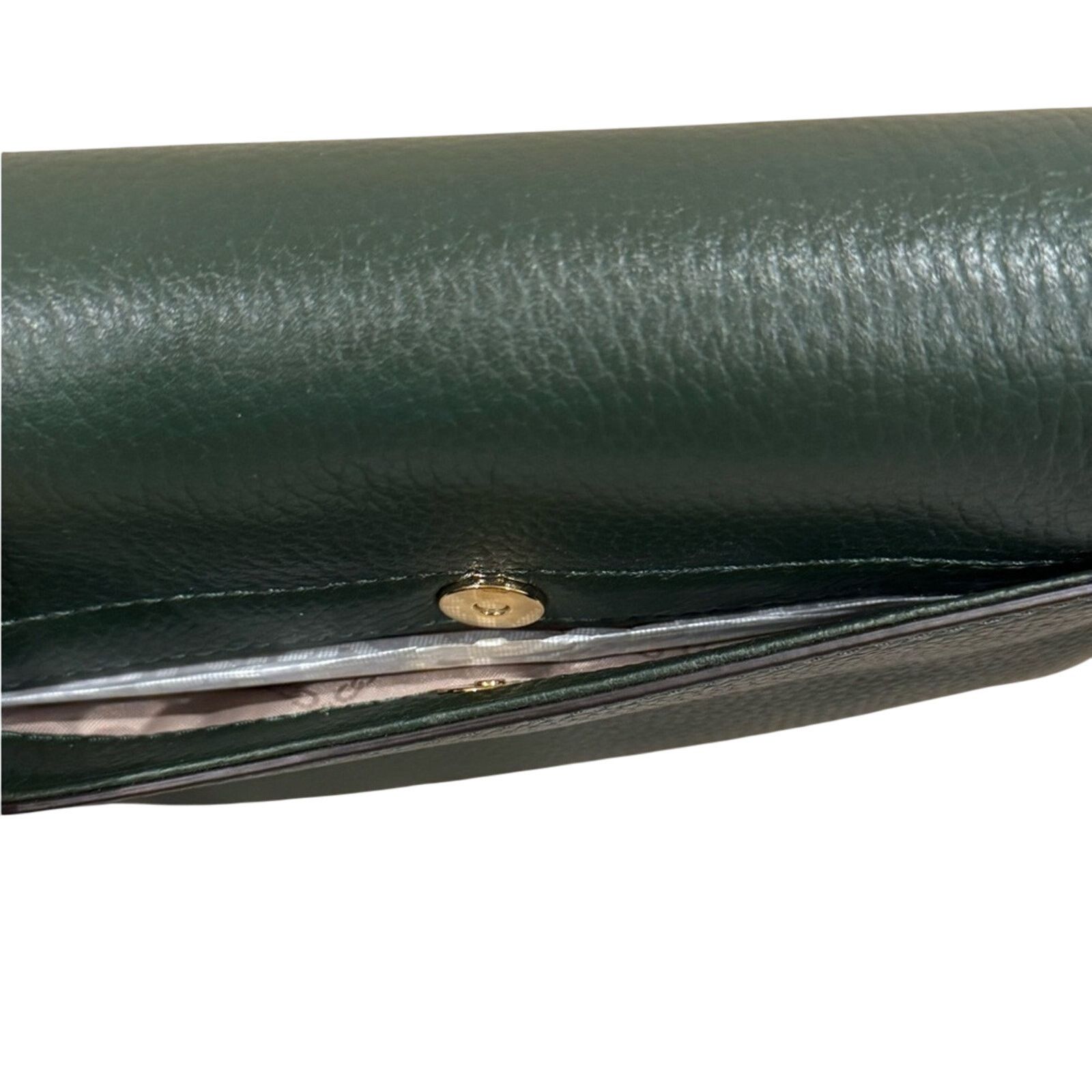 Michael Kors Michael Kors Green Leather Clutch with Gold Hardware Size ONE SIZE - 4 Thumbnail