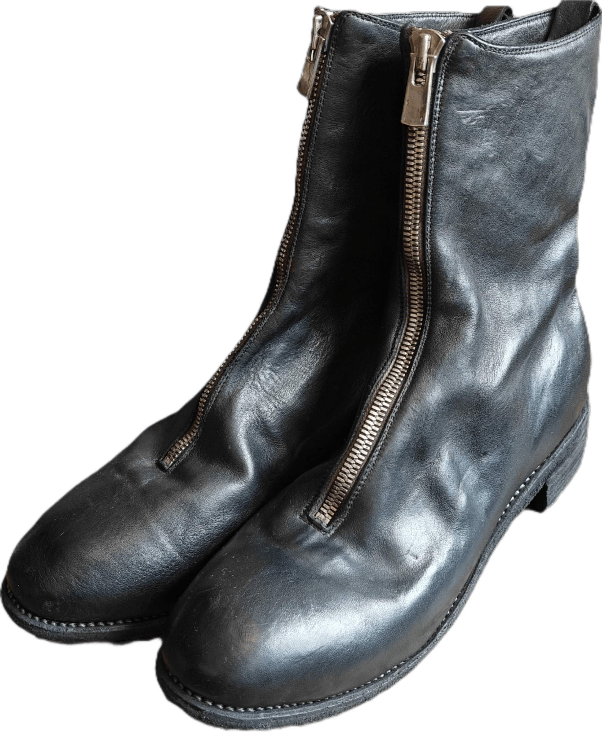 Guidi GUIDI PL2_RR Stitched Black Horse Leather Front-zip