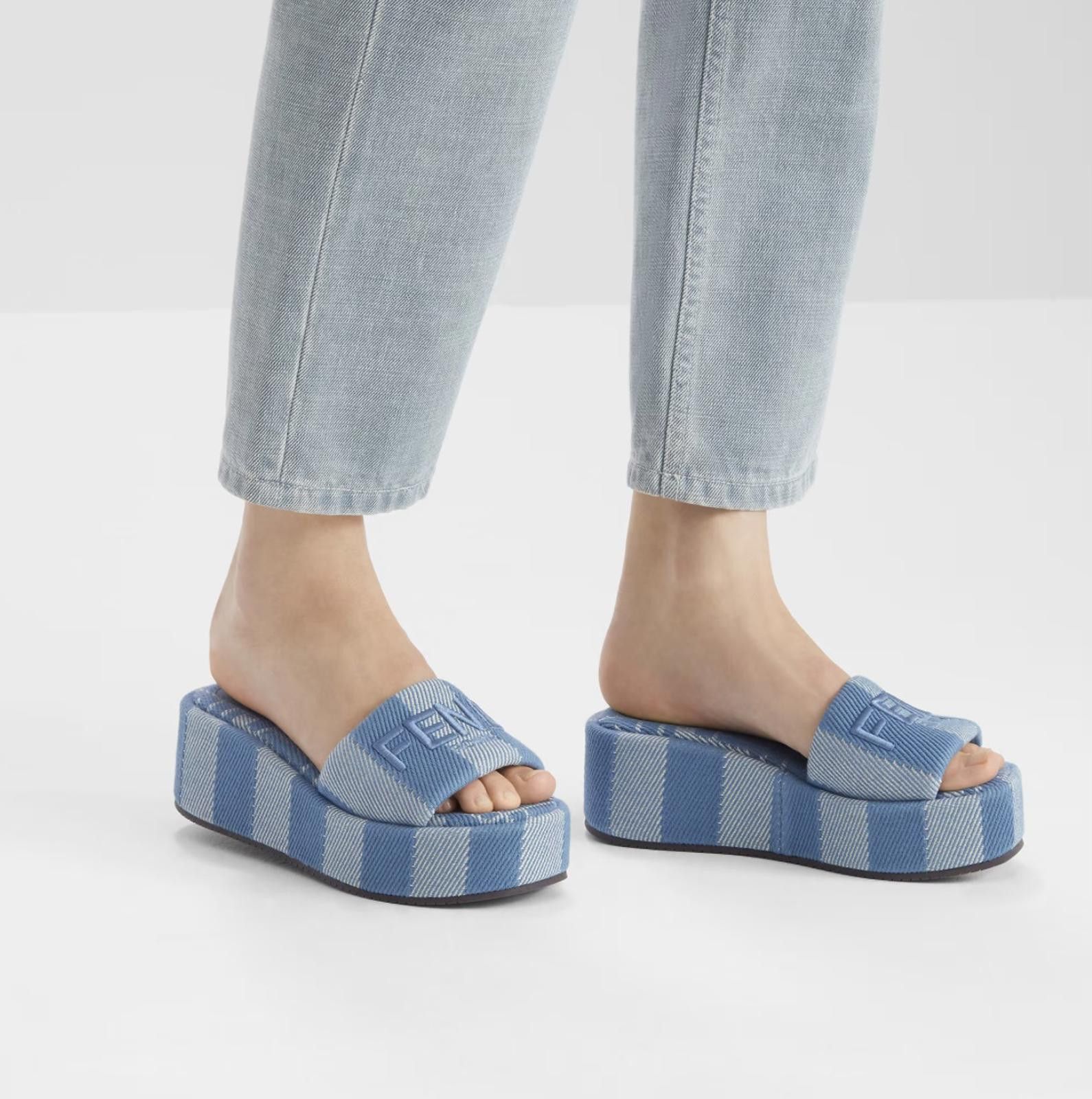 Fendi Fendi Sunshine slide in blue denim size 37 Size ONE SIZE - 4 Thumbnail
