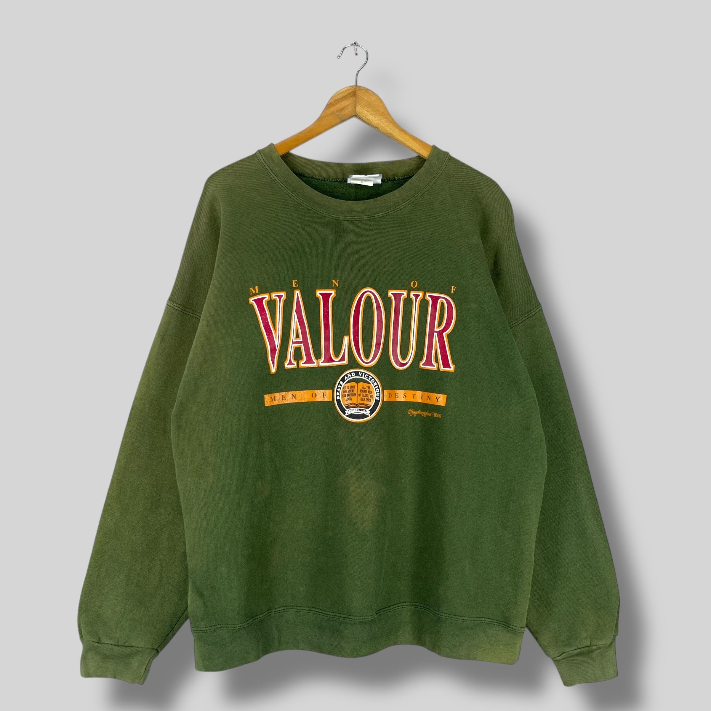 Vintage Vintage Men Of Valour Distressed Sun Faded Sweatshirt Size US XL / EU 56 / 4 - 1 Thumbnail