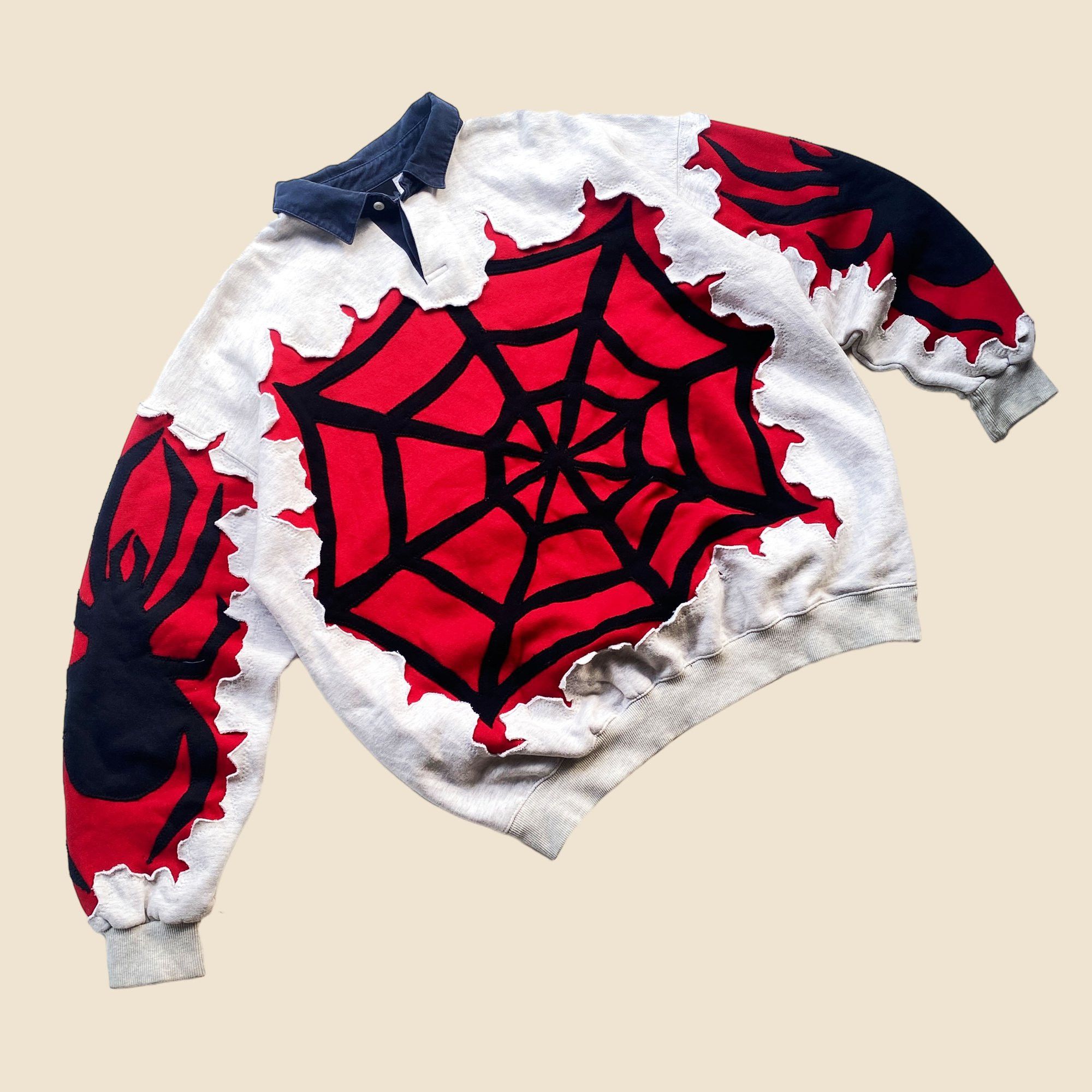Handmade × Japanese Brand 1 OF 1 REWORKED SPIDERWEB CRACKED SWEATSHIRT SIZE L Size US L / EU 52-54 / 3 - 2 Thumbnail