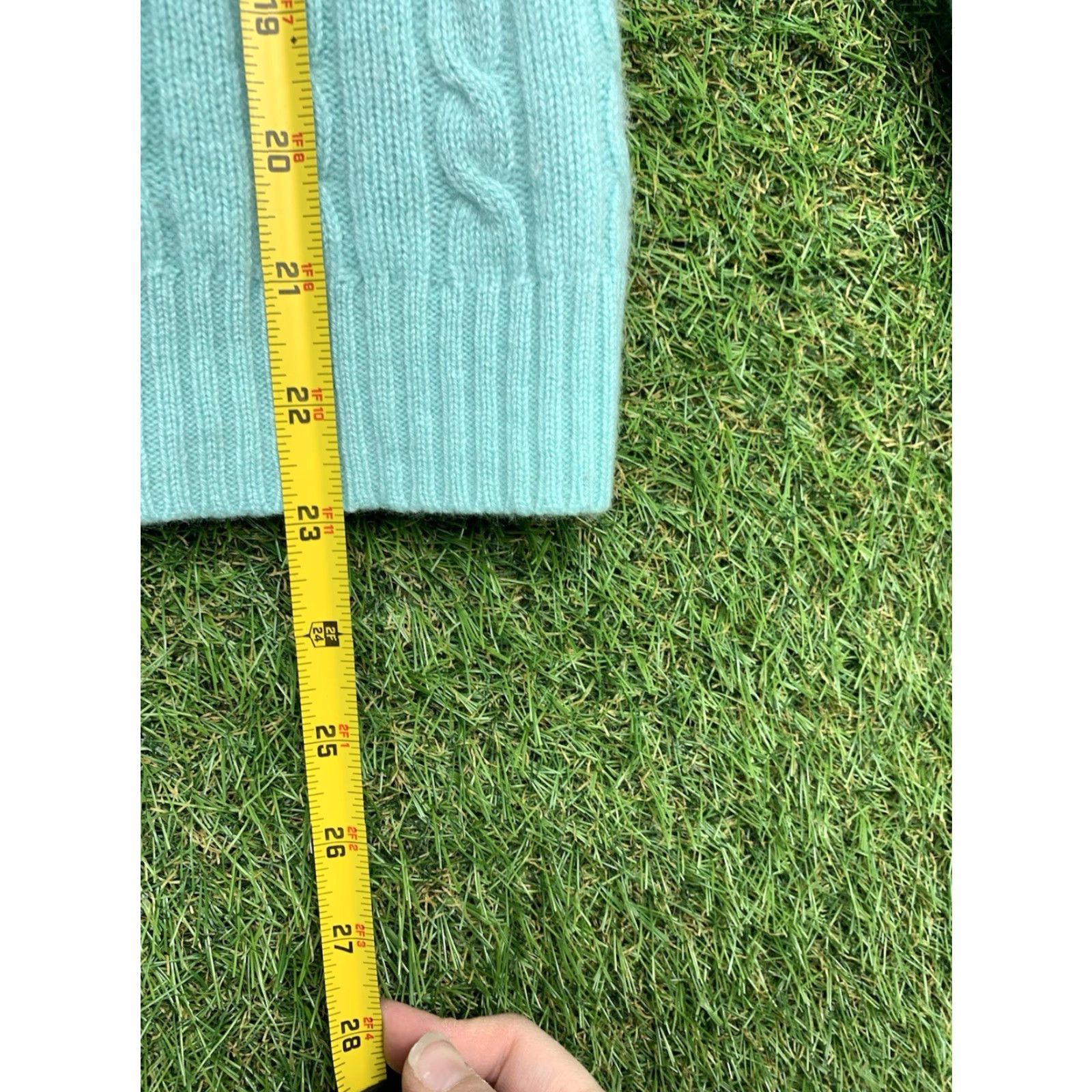 Ralph Lauren Ralph Lauren Cashmere Cable Knit Sweater Womens XS Turtle Neck Mint Teal Green Pullover Size XS / US 0-2 / IT 36-38 - 7 Thumbnail