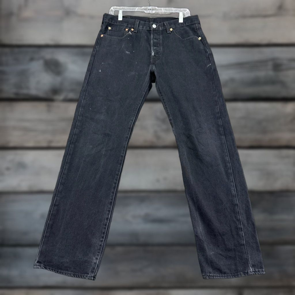 Levi's Levi's 501 Jeans Men Regular Black Distressed Straight Leg 32x32 Size US 32 / EU 48 - 1 Thumbnail