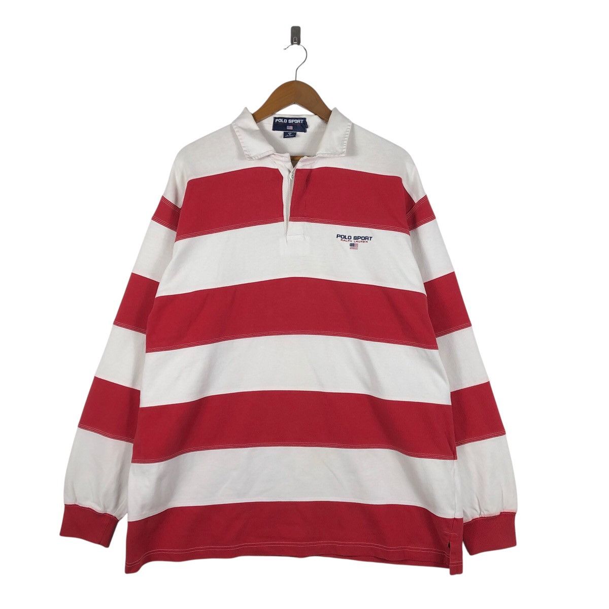 Polo Ralph Lauren × Vintage POLO SPORT Ralph Lauren Stripe Rugby Longsleeve Polo Size US XL / EU 56 / 4 - 1 Thumbnail