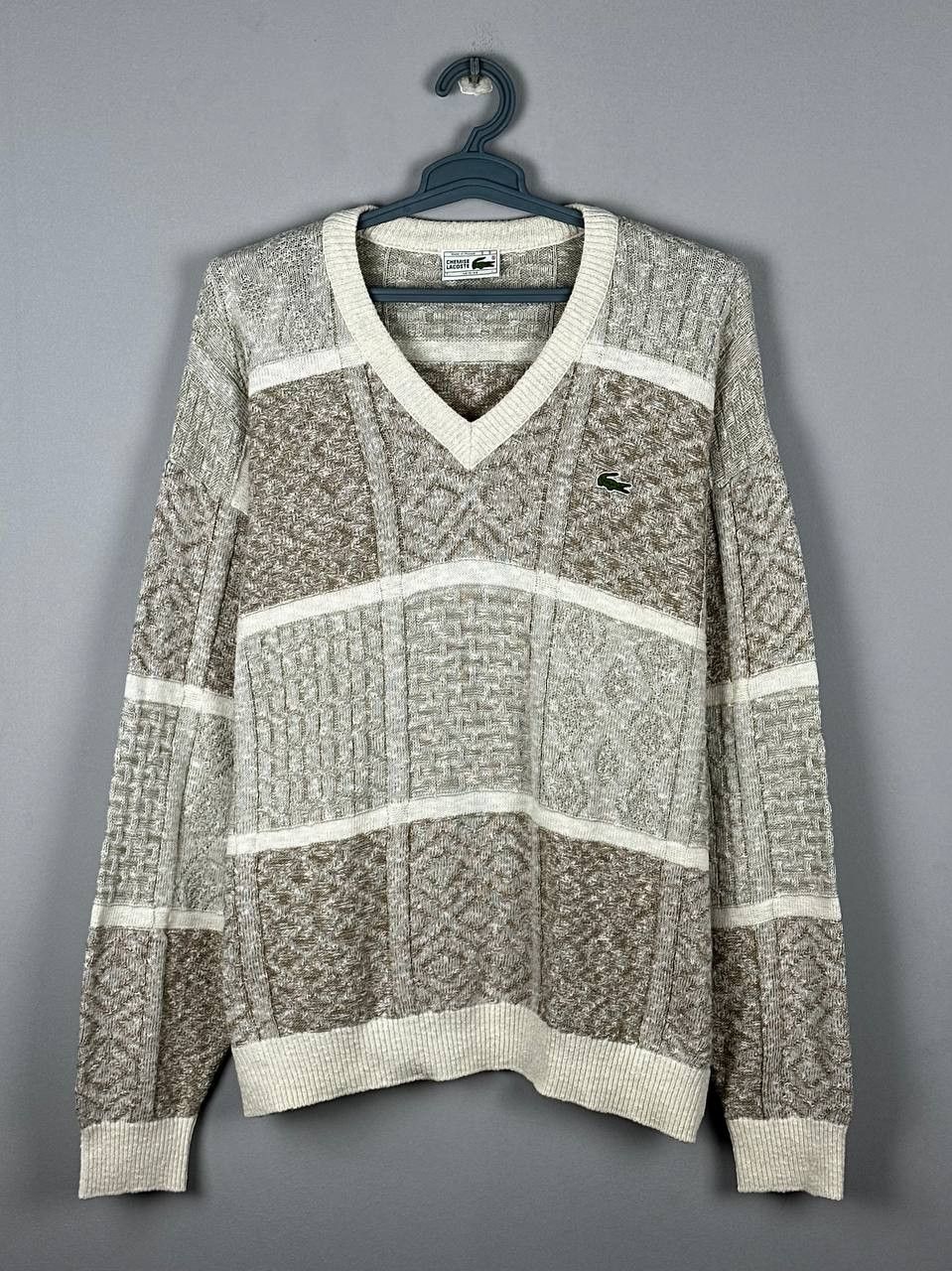 Lacoste Vintage Lacoste Sweater Cable Tight Knit V Neck Blue Y2K Size US XL / EU 56 / 4 - 1 Thumbnail