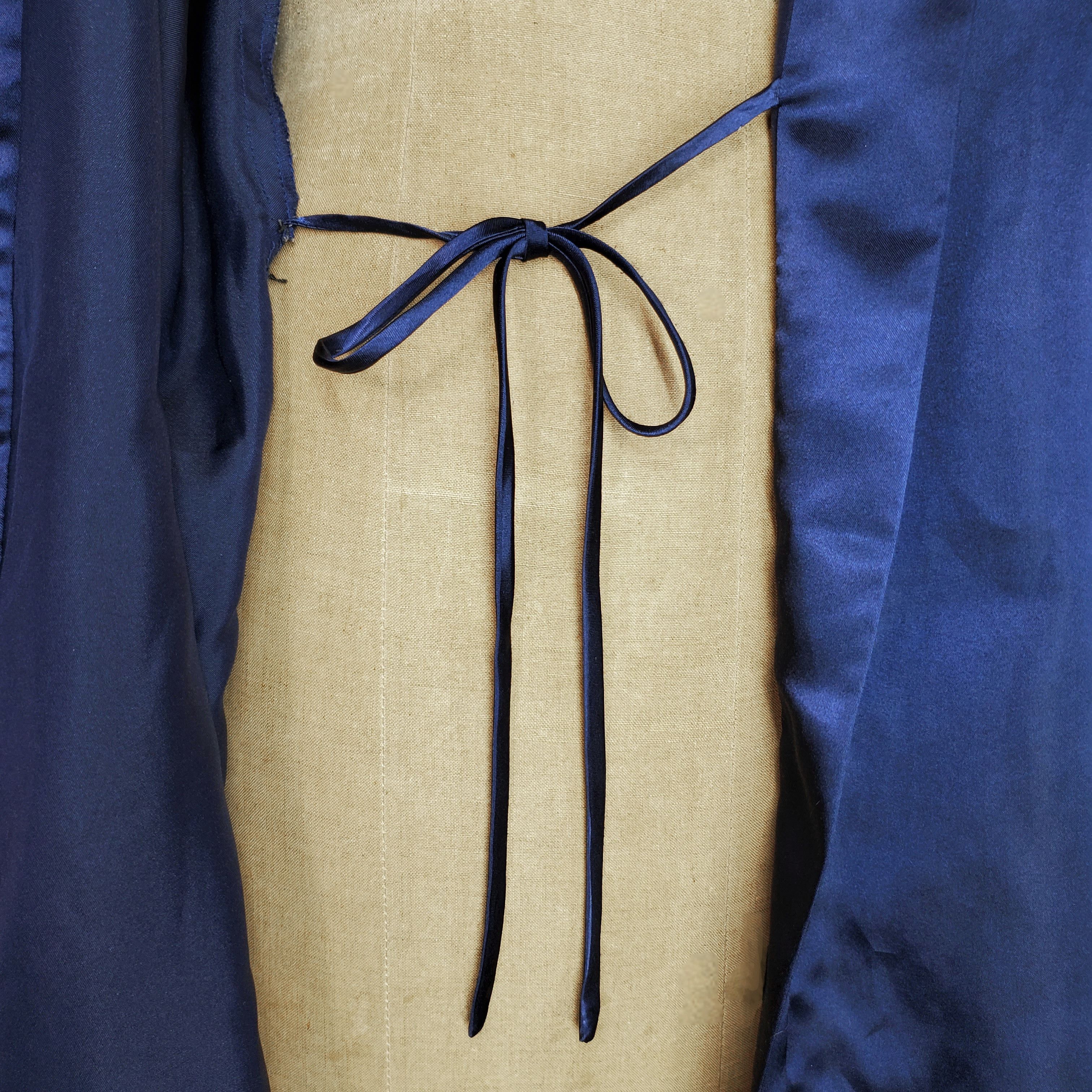 Other Courtney & Co. Size L Robe Navy Blue Satin Flower Floral Size L / US 10 / IT 46 - 7 Thumbnail