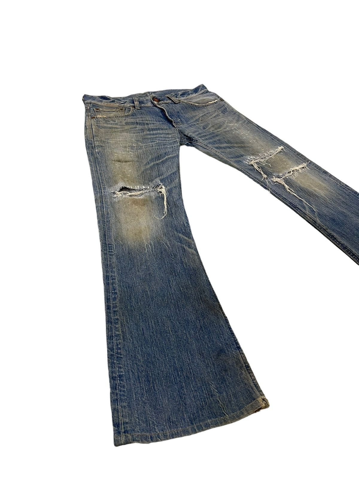 image of Hype Flare Jeans Edwin Japan Distress Low Rise Boot Cut 71 in Blue, Men's (Size 35)