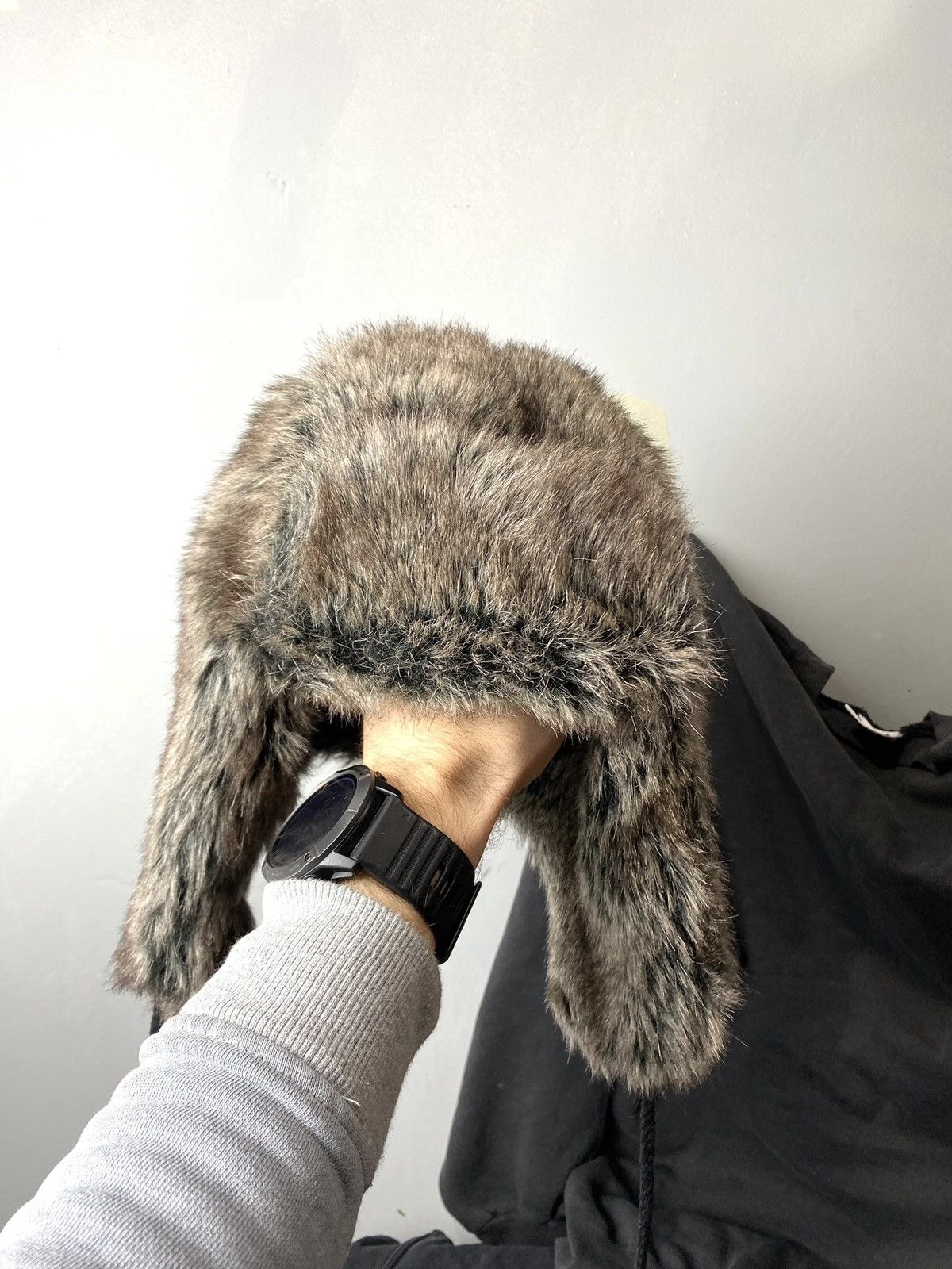 Japanese Brand Vintage Soviet Era Black Fur Ushanka Trapper Hat Winter Cap Size ONE SIZE - 3 Thumbnail