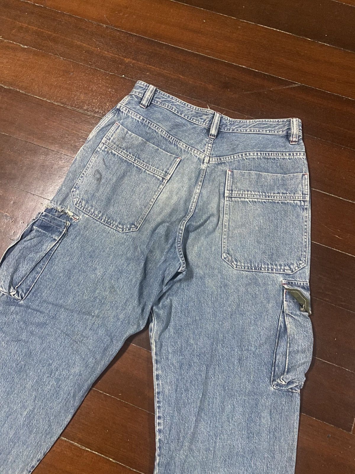 Japanese Brand Hawaiian Piko Jeans Cargo baggy distressed wide leg Size US 35 - 15 Thumbnail
