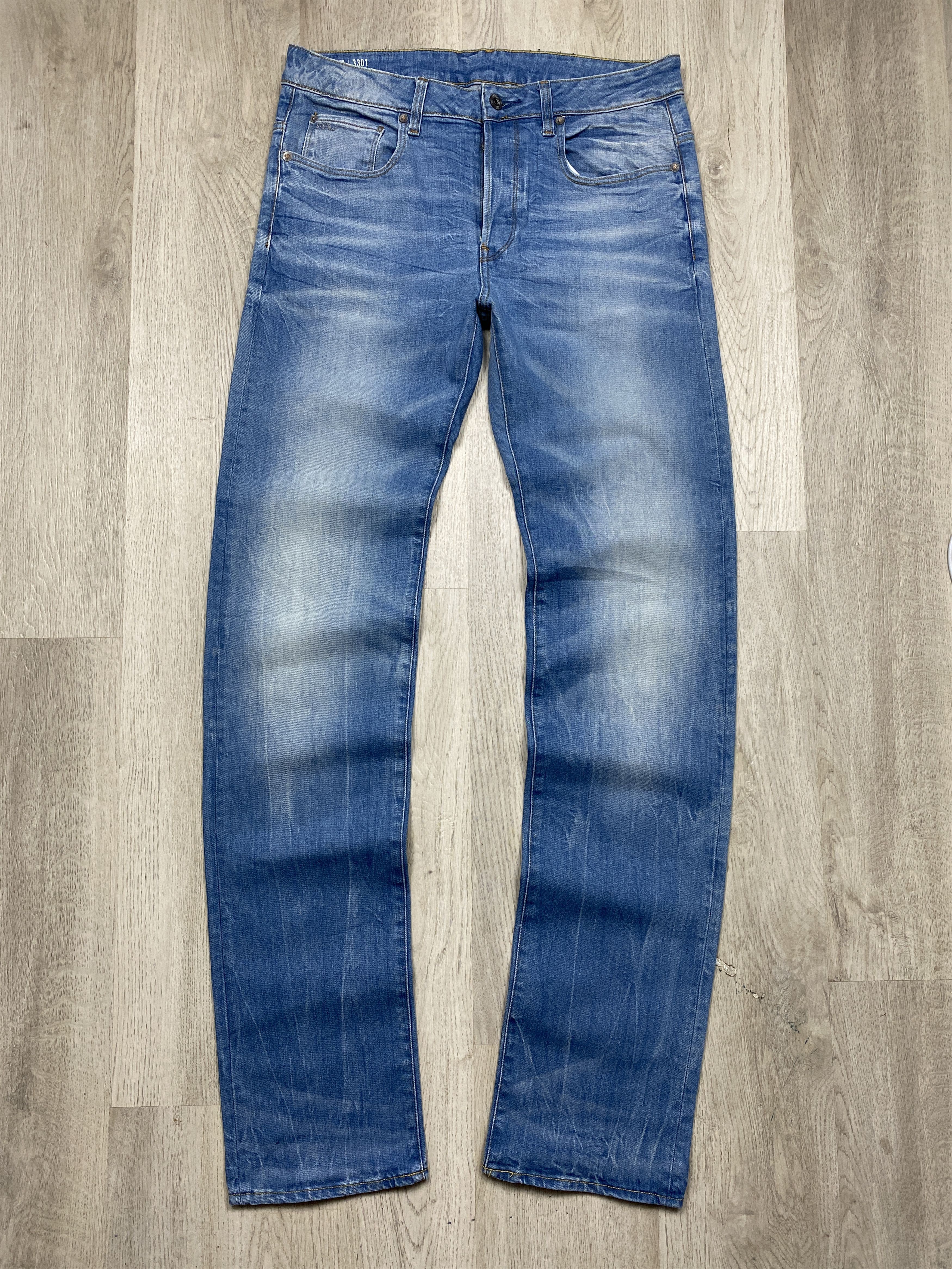 G-Star G Star Raw 3301 Straight Vintage Mens Denim Pants Jeans Size US 32 / EU 48 - 4 Thumbnail