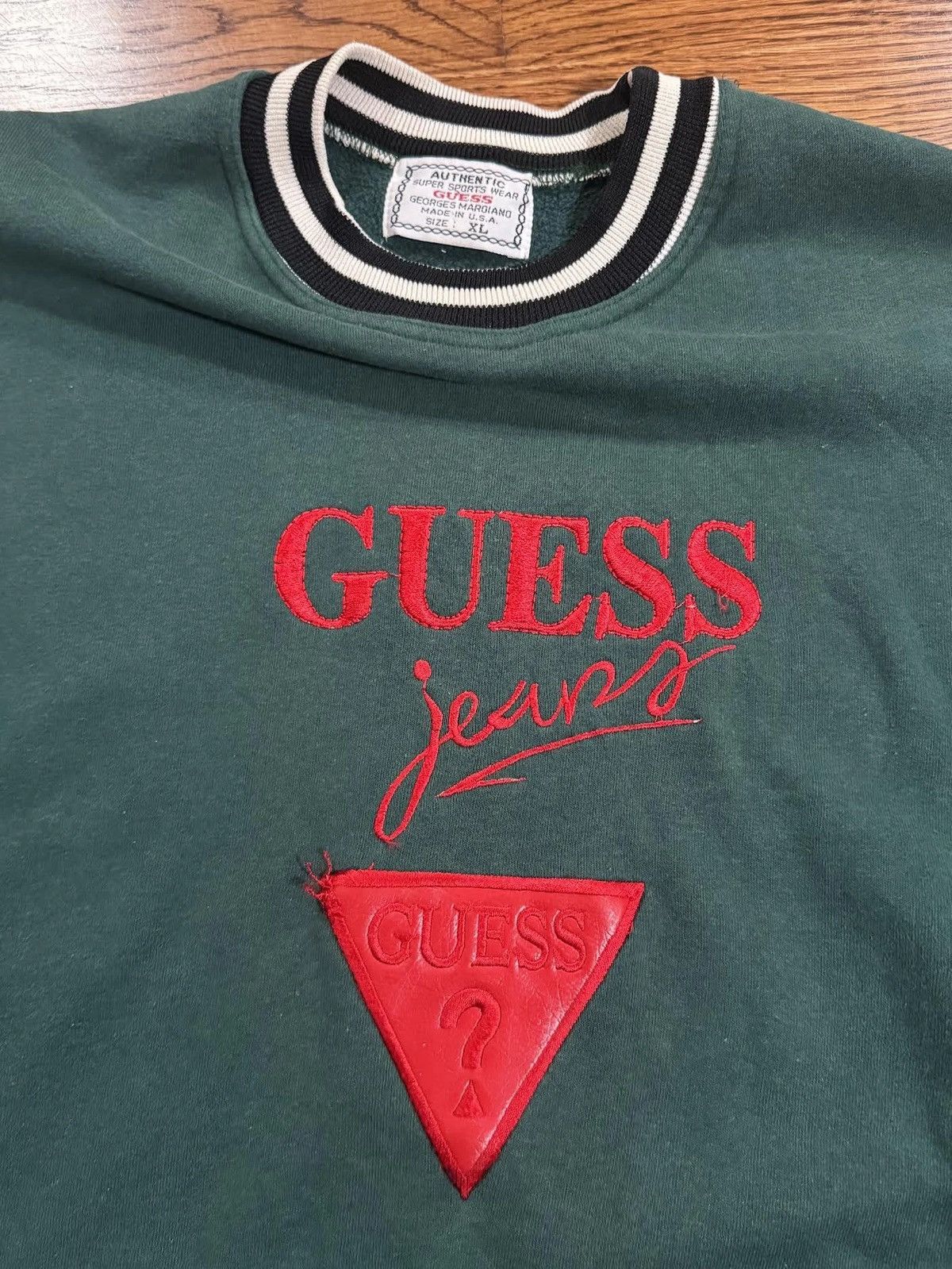 Guess Vintage Bootleg Guess Jeans USA Green Sweatshirt (Size XL) Size US XL / EU 56 / 4 - 2 Thumbnail