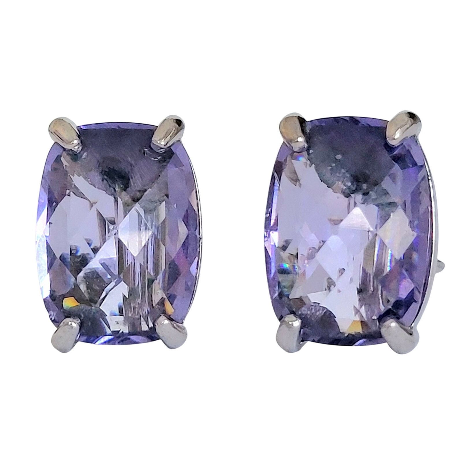 Swarovski Swarovski Crystal Earrings Tanzanite Purple Silver Clip Size ONE SIZE - 12 Thumbnail