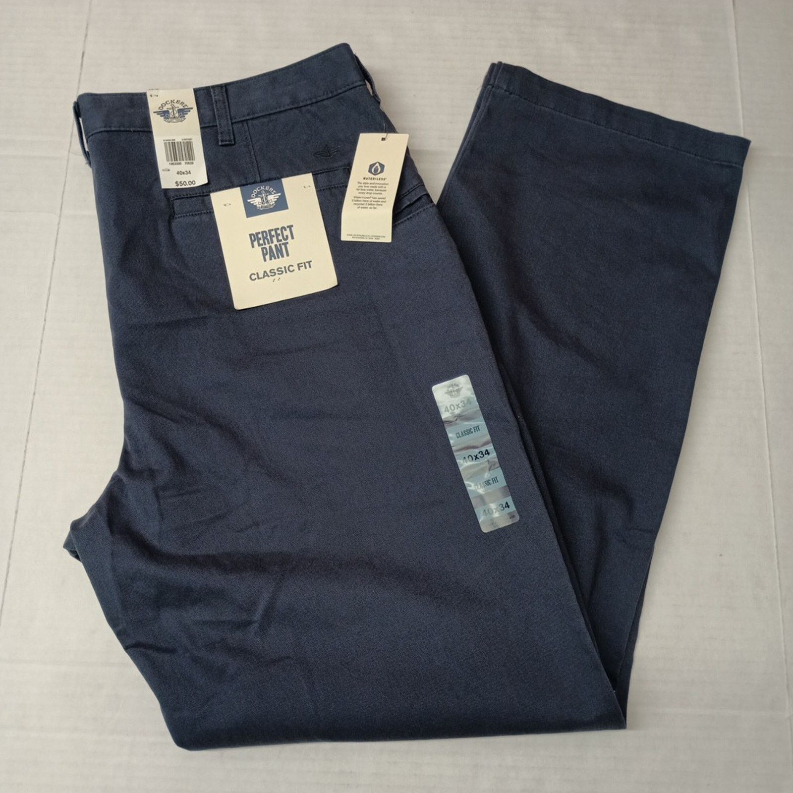 Dockers Dockers Men's Classic Fit Perfect Pants Navy Blue 40x34 New Size US 40 / EU 56 - 1 Thumbnail