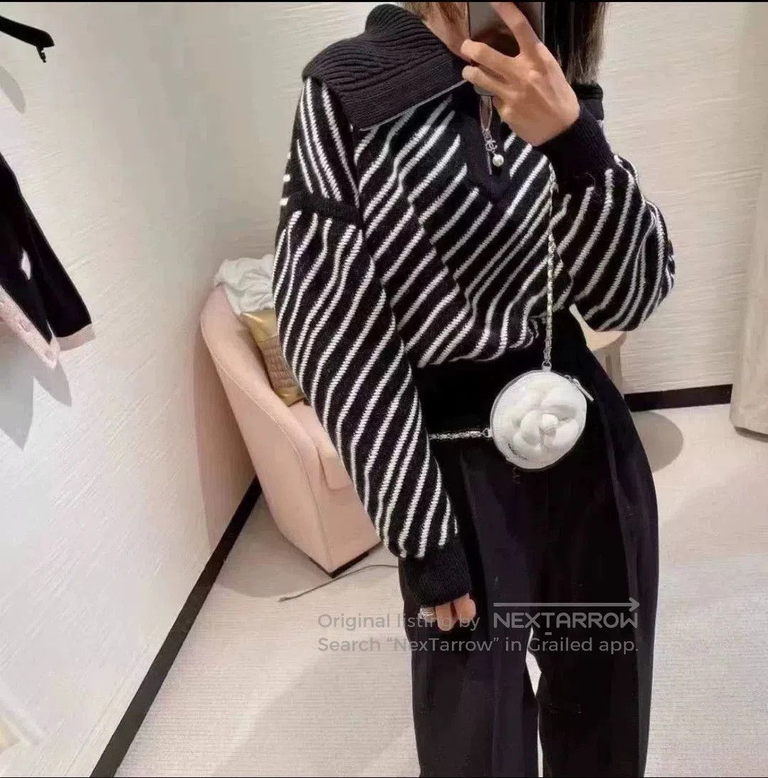 Chanel Chanel Black Striped Cashmere Sweater. Size US S / EU 44-46 / 1 - 8 Thumbnail