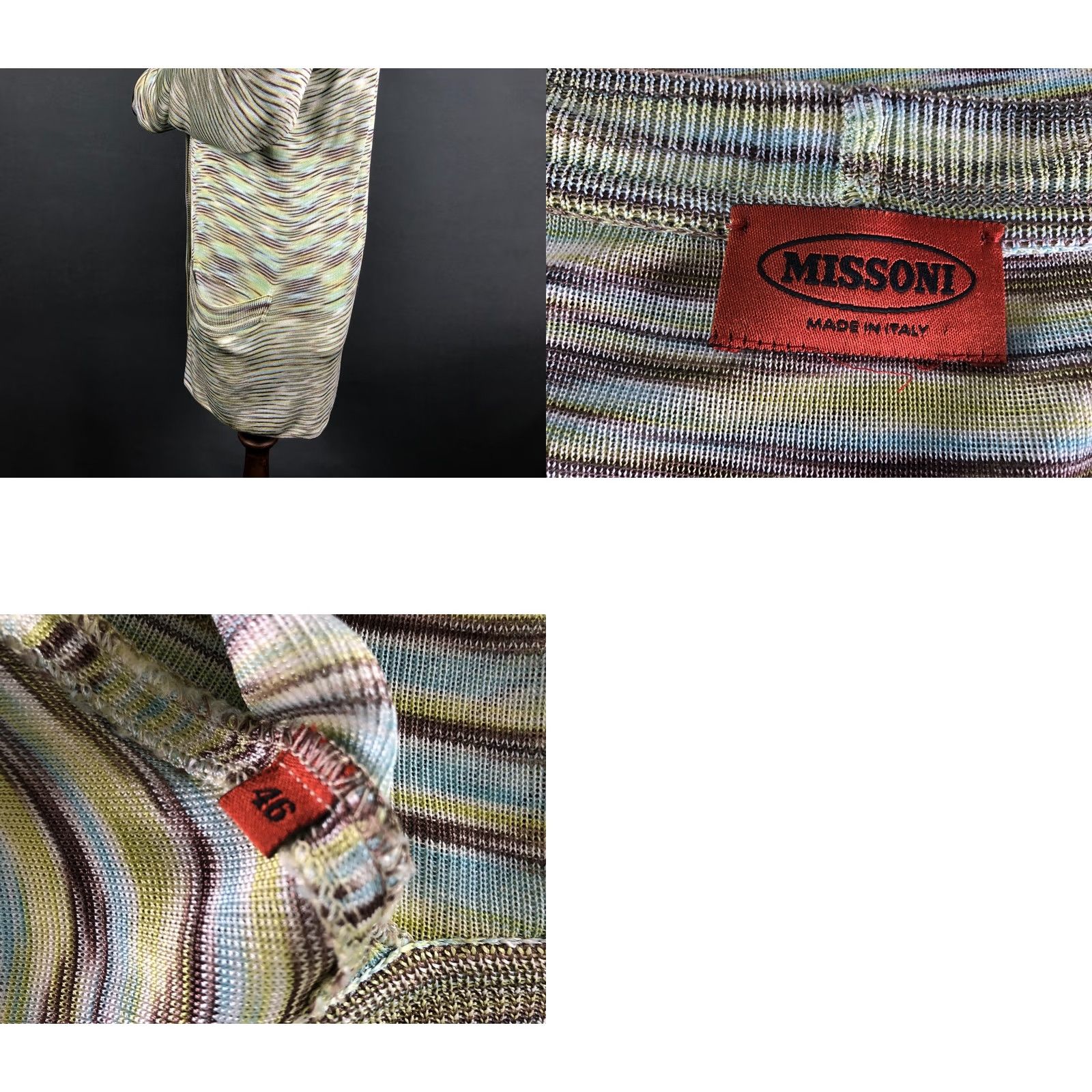 Missoni Missoni Women's Cardigan Size 46 Multicolor Striped Cotton Blend Knit Long Sleeve V-Neck Button Side Pockets Regular Fit Adult Womens Size L / US 10 / IT 46 - 8 Thumbnail