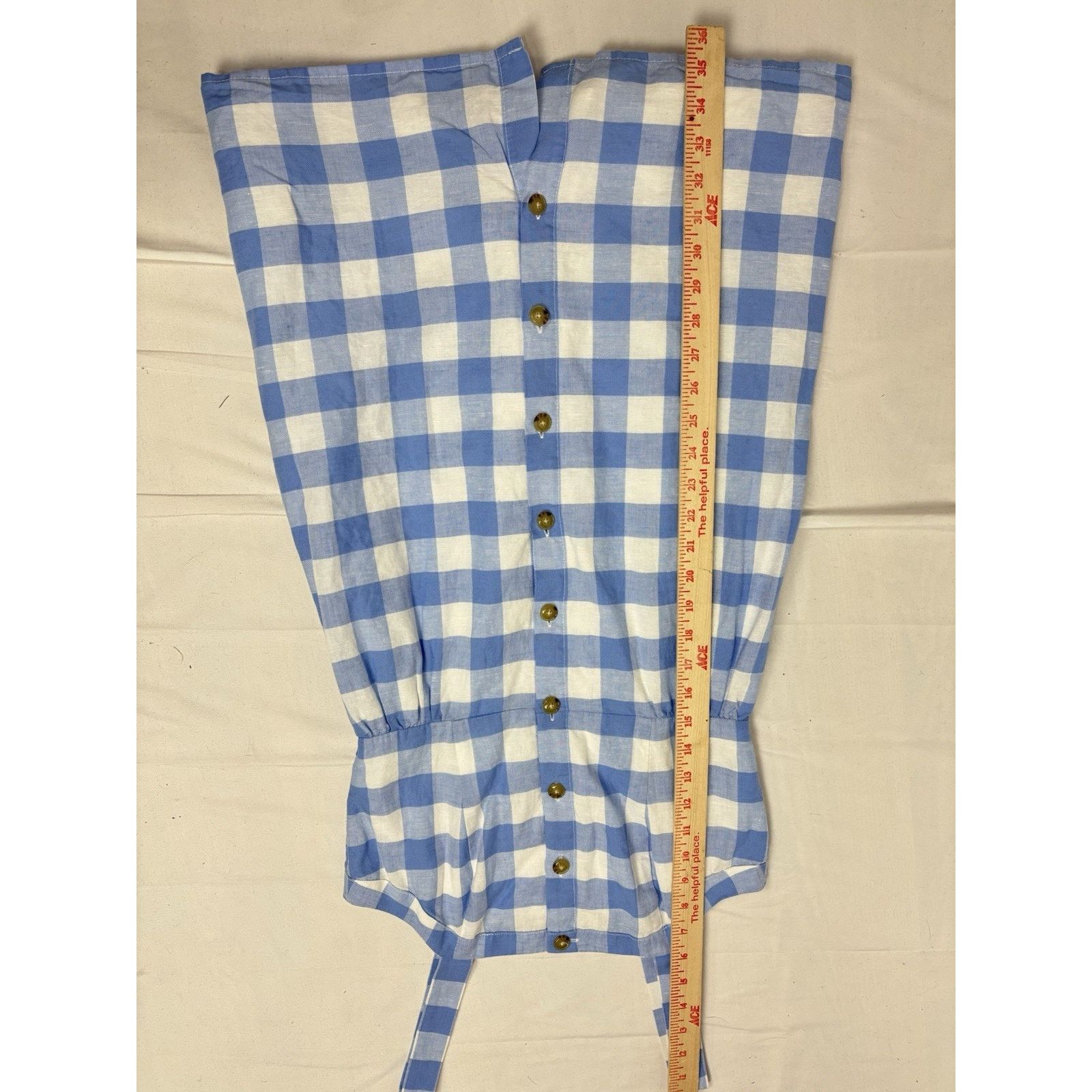J.Crew J. Crew Dress Blue White Gingham Print Button Front Linen 0 Size XS / US 0-2 / IT 36-38 - 7 Thumbnail