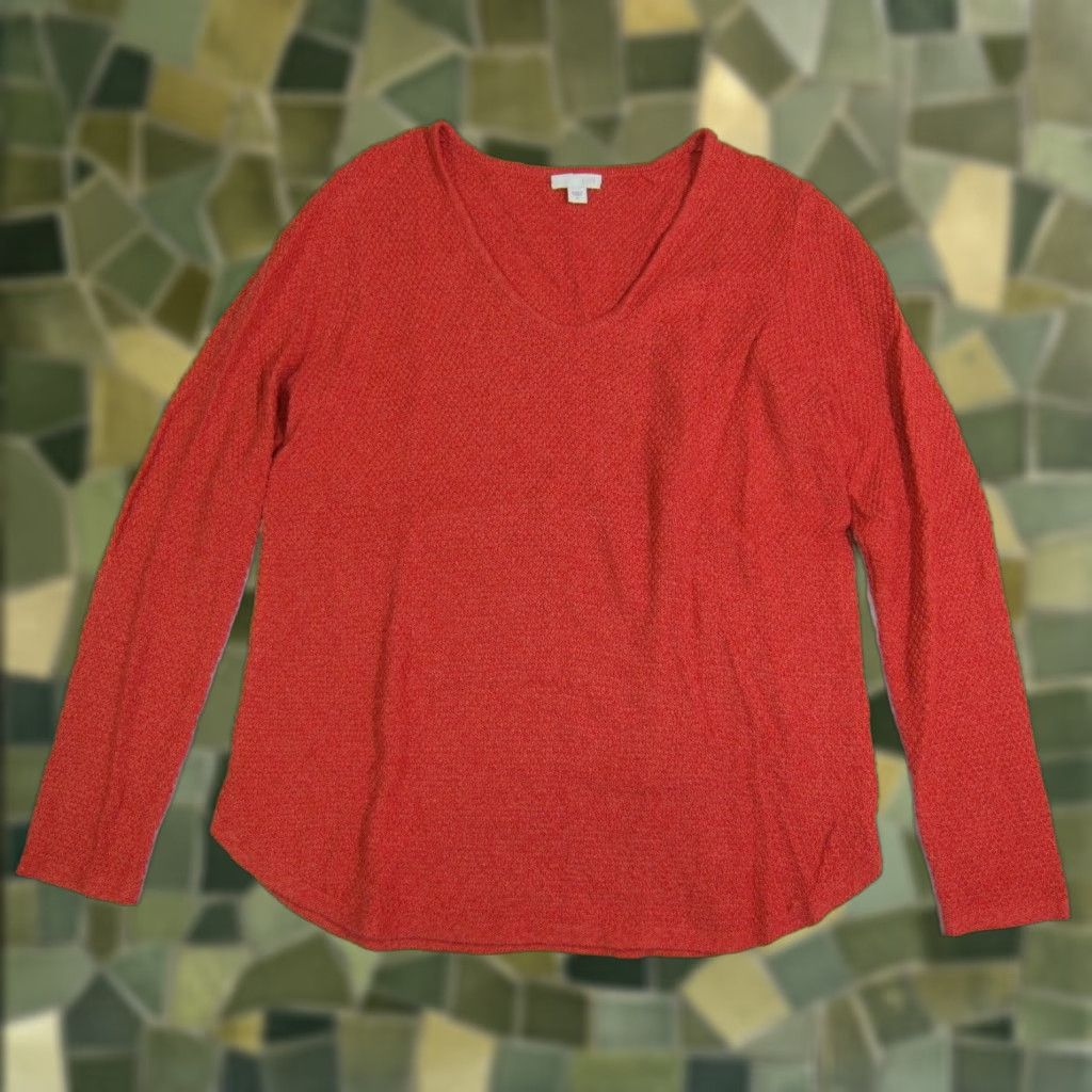 J. Jill J.Jill Coral Pink Cotton Knit V-Neck Long Sleeve Sweater Women Size Small Size S / US 4 / IT 40 - 1 Thumbnail