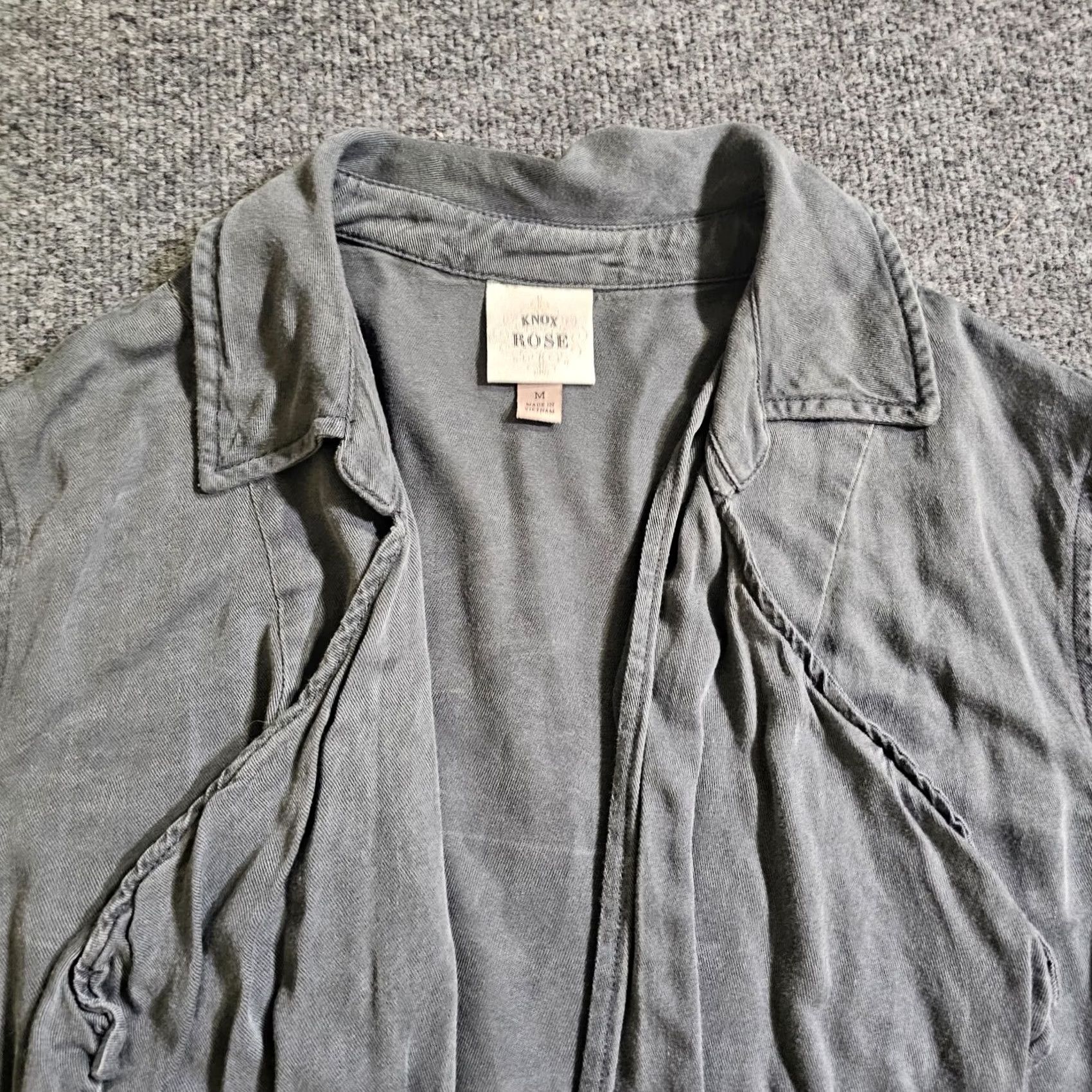 Vintage Knox Rose Top Jacket Women Medium Gray Open 3/4 Sleeve Boho A Line Casual Career Cardigan Mens Women Girls Boys Size M / US 6-8 / IT 42-44 - 2 Thumbnail