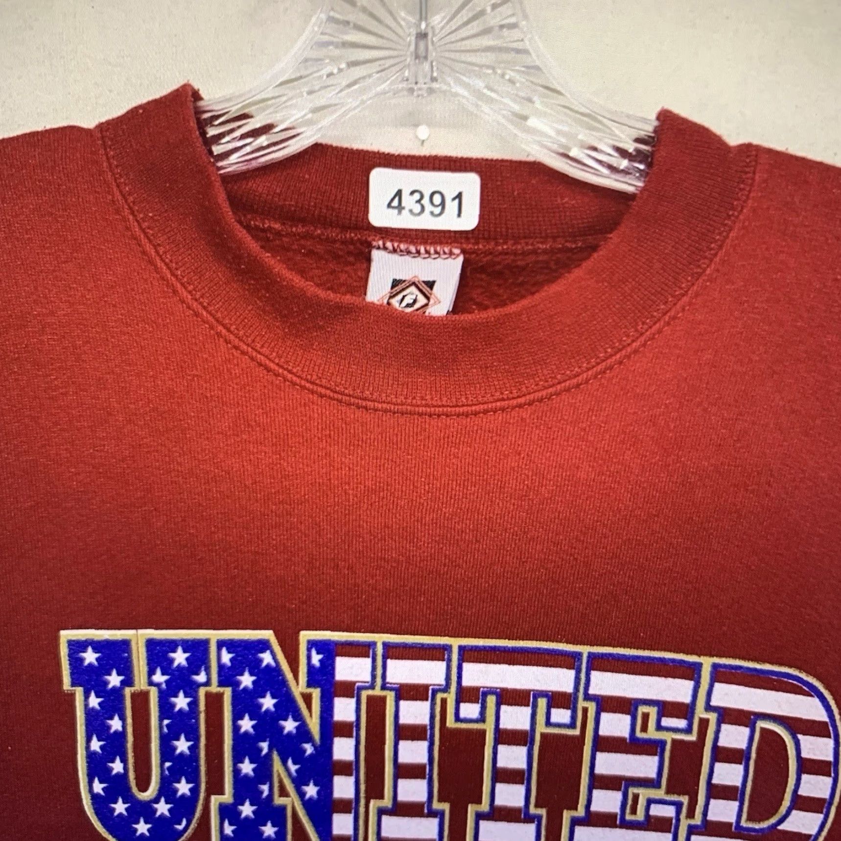 Vintage VINTAGE Franklin Adult Large Sweatshirt Pullover 90s Patriotic USA Graphic Print Red Fleece Size US L / EU 52-54 / 3 - 5 Thumbnail