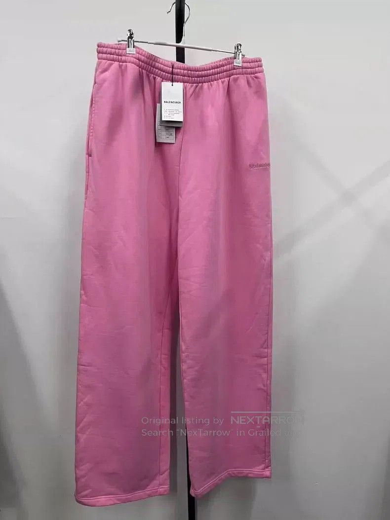 balenciaga pink embroidered logo sweatpants.