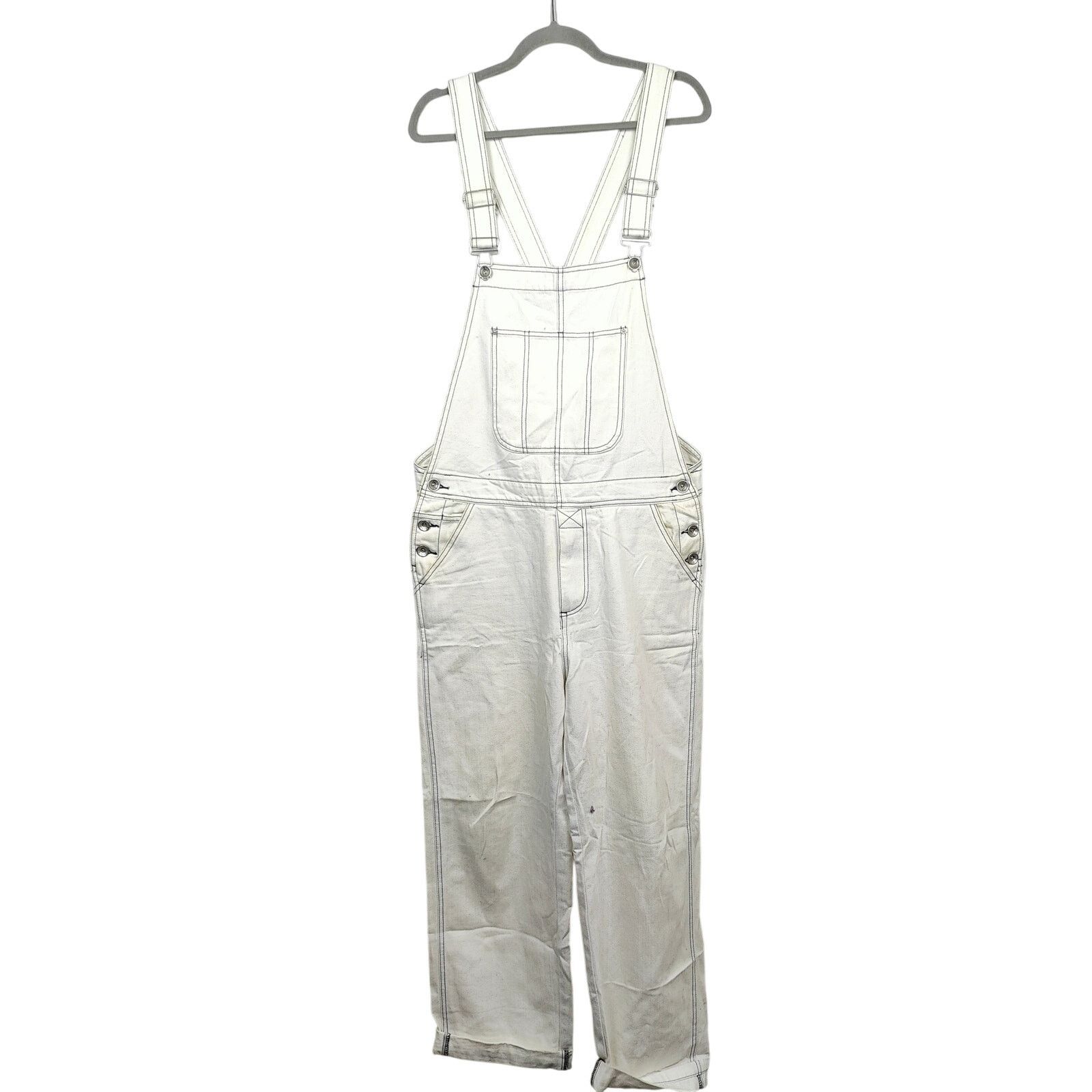 Bdg BDG Baggy Overalls Womens 32 White Straight Leg Denim Size 26" / US 2 / IT 38 - 1 Thumbnail