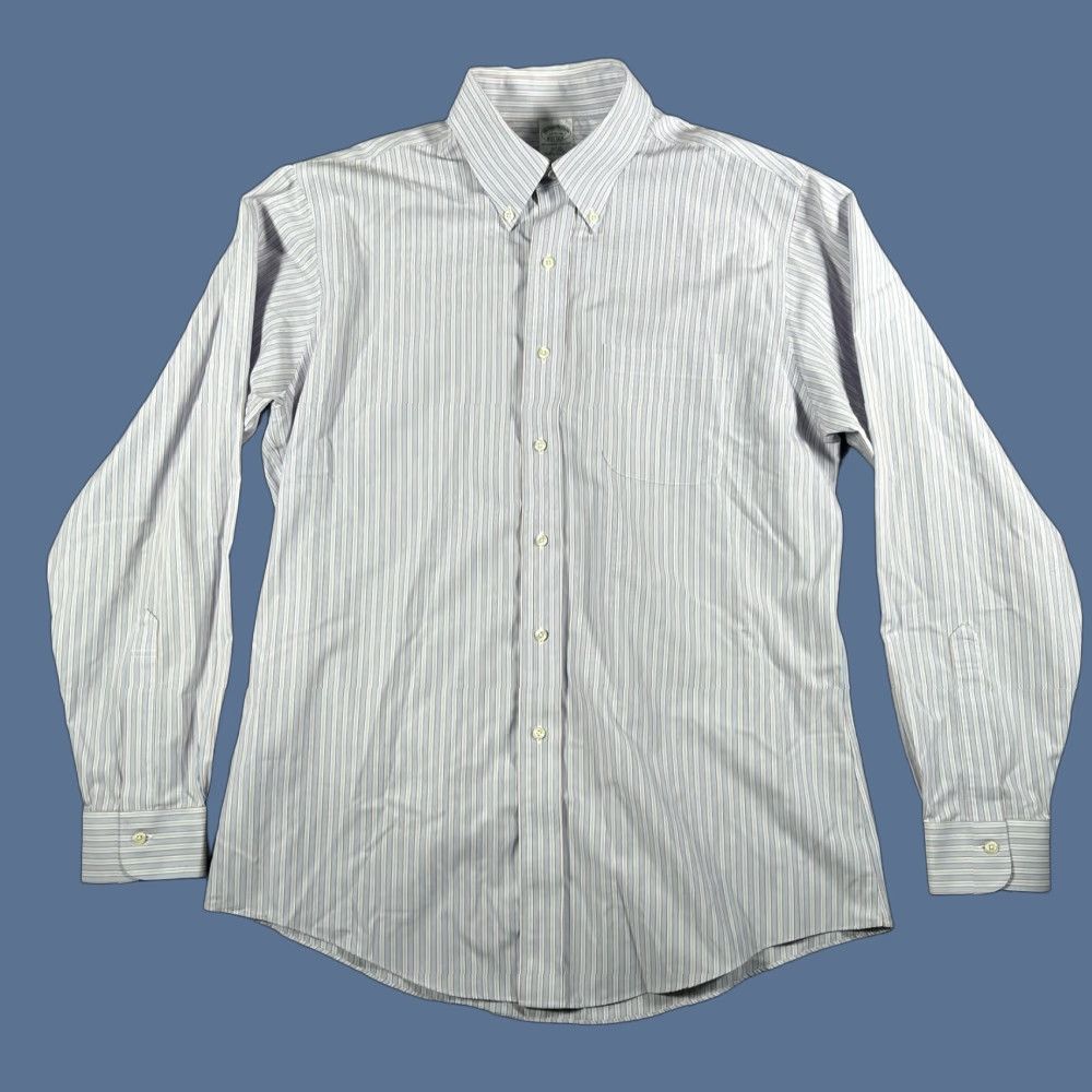Brooks Brothers Brooks Brothers Button-Down Shirt Blue Stripe 16.5-36 Mens Long Sleeve Non-Iron Casual Regular Button-Up Collared Woven Cotton Shirt Size US XL / EU 56 / 4 - 1 Thumbnail