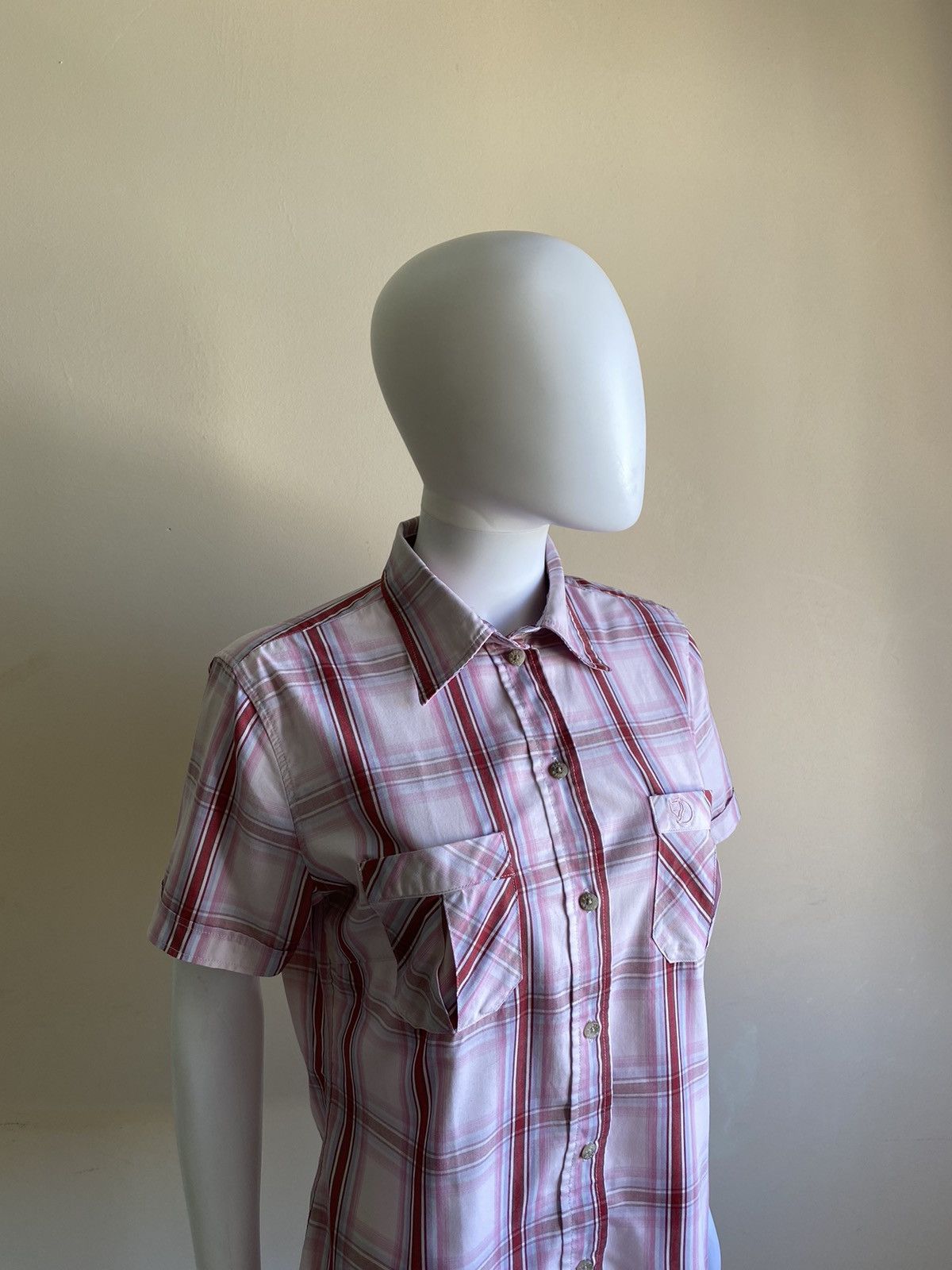 Fjallraven Fjall Raven Womens Pink Button Up Short Sleeve Check Shirt Size M / US 6-8 / IT 42-44 - 3 Thumbnail