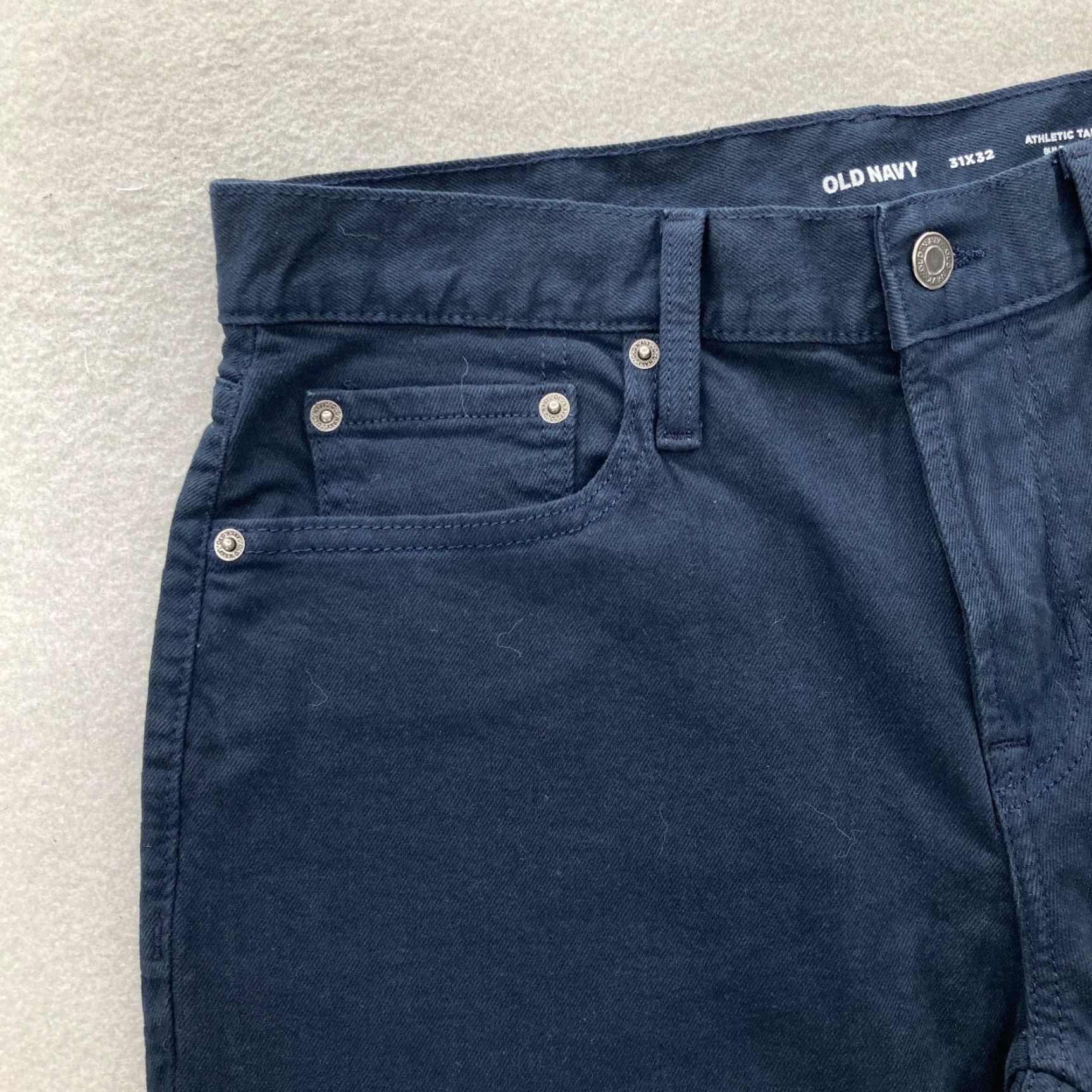 Old Navy Old Navy Athletic Taper 5-Pocket Twill Pants Mens 31x32 Dark Blue Stretch Casual Size US 31 - 3 Thumbnail