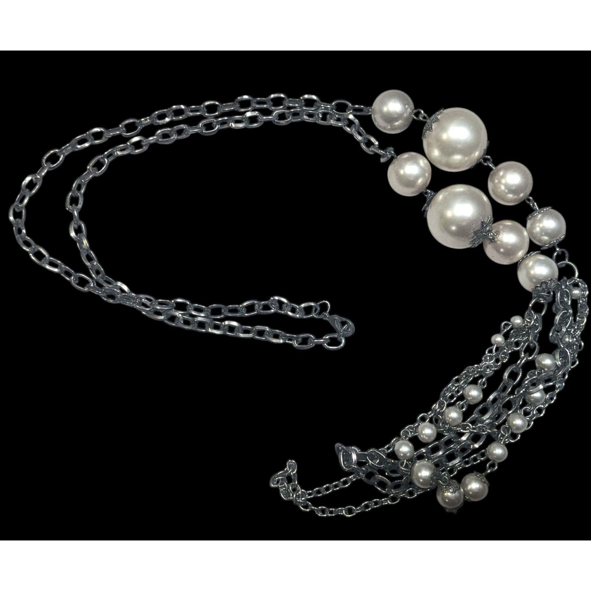 Other Glam Goth Faux Pearl Gunmetal Tone Statement Necklace Size ONE SIZE - 1 Thumbnail
