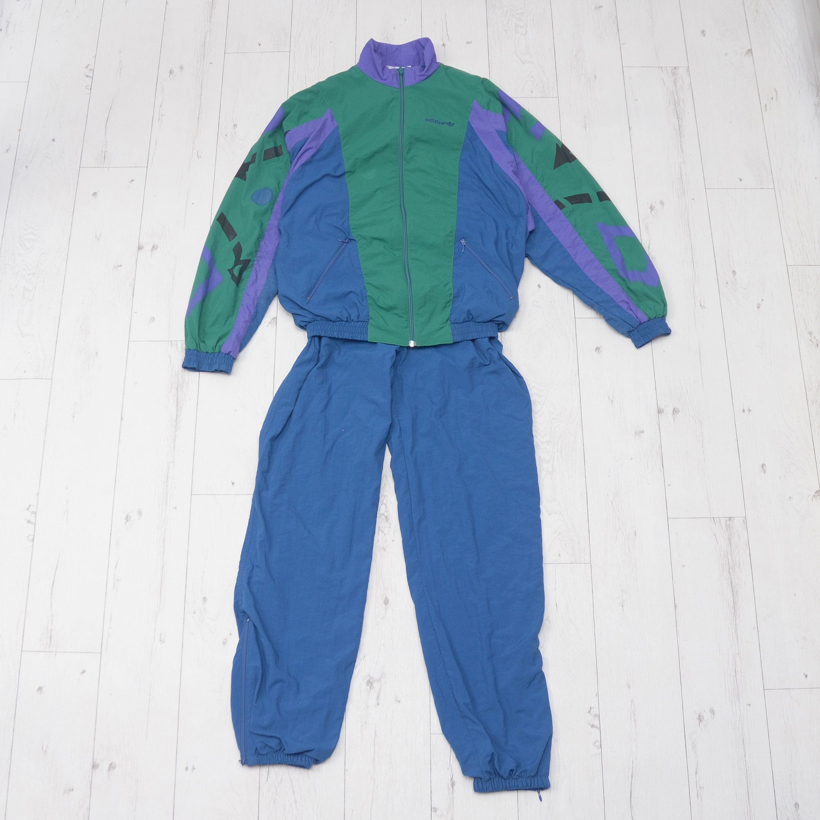 Adidas × Vintage Vintage 90s Adidas Tracksuit Set Track Jacket Pants M-S Rare Size 48R - 3 Thumbnail