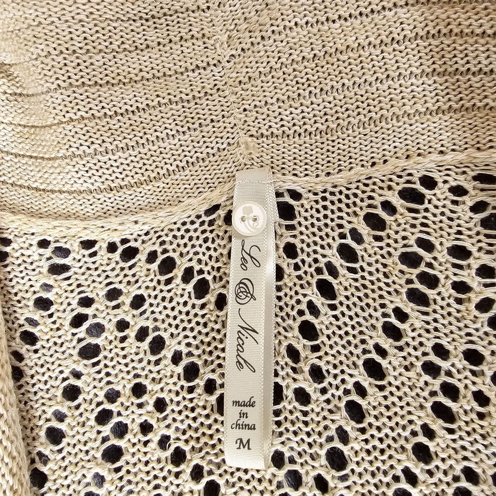 Vintage Leo & Nicole Cardigan Sweater Womens Size M Beige 3/4 Sleeve V-Neck Open Front Knit Logo All Seasons Regular Knitwear Size M / US 6-8 / IT 42-44 - 5 Thumbnail
