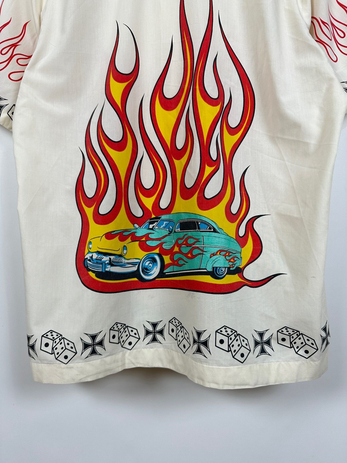 Other Vintage Pete Chenaski Fire Flame Car Crazy Hawaiian Shirt Size US XL / EU 56 / 4 - 14 Thumbnail