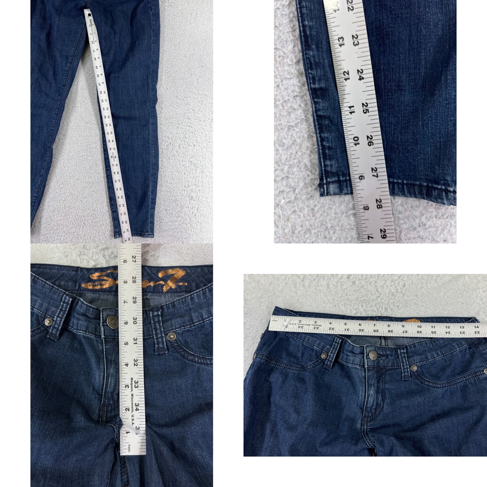 Vintage Vintage Seven7 Women's Skinny Jeans Blue Denim Low Rise 27x28 Dark Wash Fashion Size 27" / US 4 / IT 40 - 8 Thumbnail