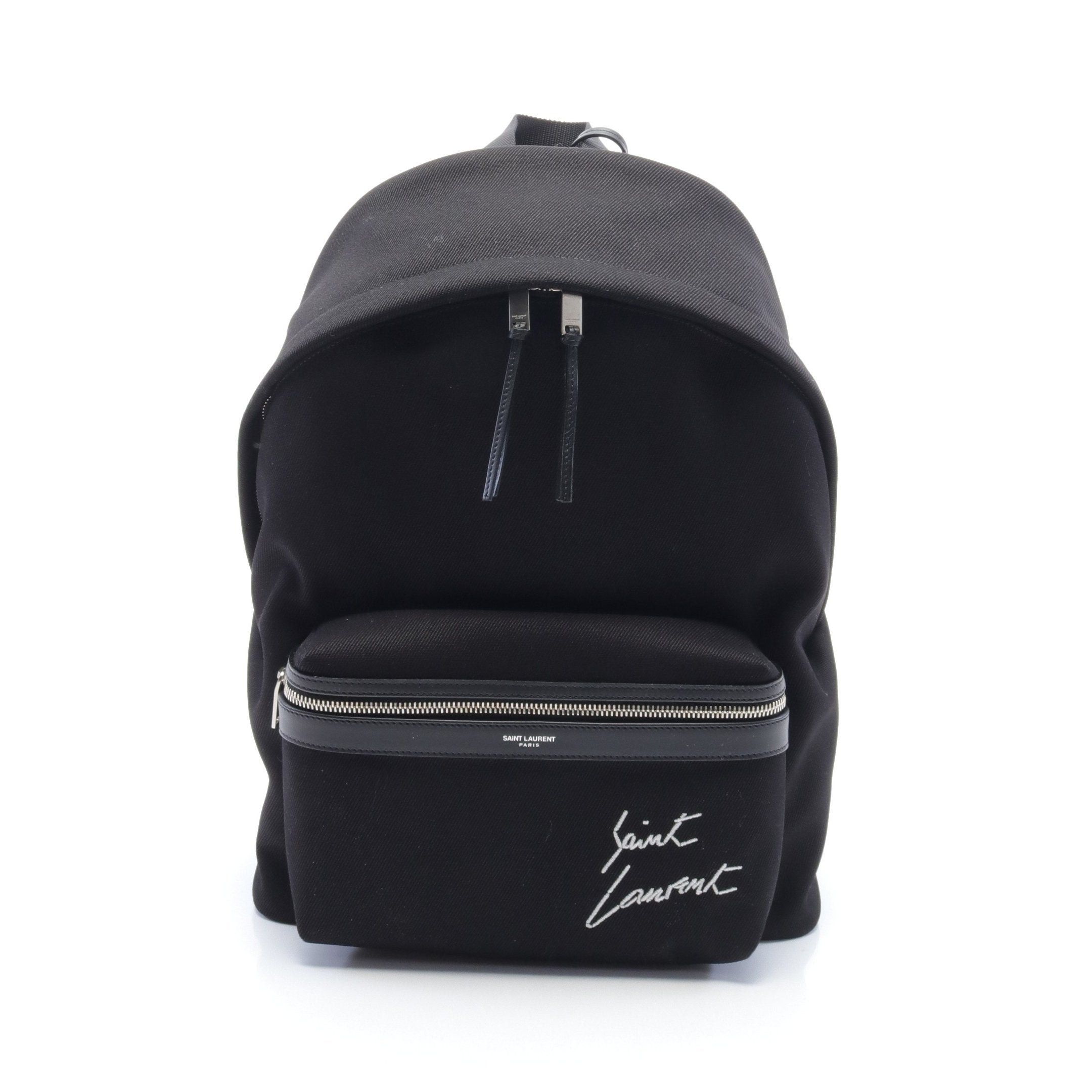 Yves Saint Laurent Yves Saint Laurent City Backpack Rucksack Logo Embroidery Cotton Black Size ONE SIZE - 1 Thumbnail