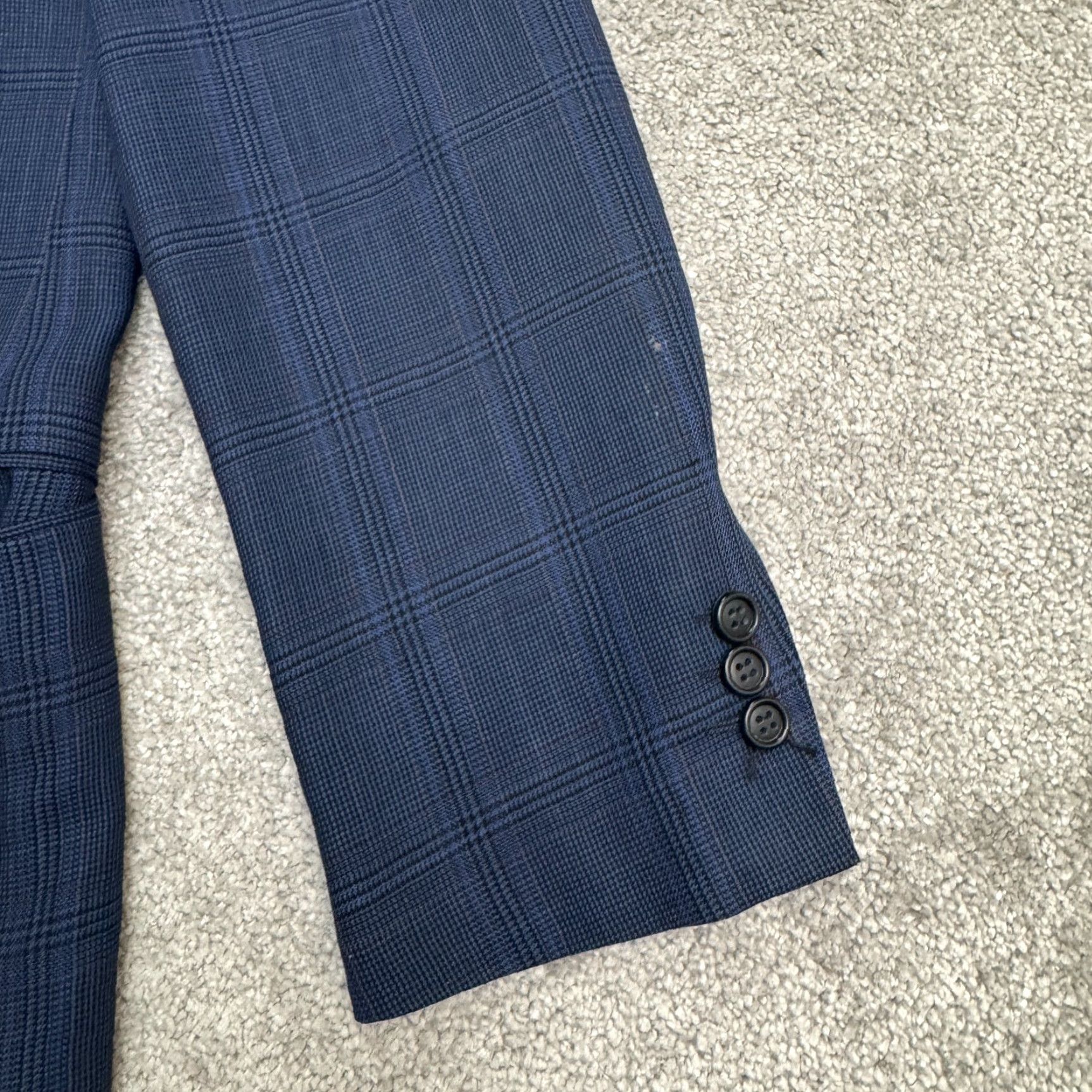 Hugo Boss VINTAGE 80s Hugo Boss Corleone Wool Blazer Mens 38S Blue Plaid Size 38R - 5 Thumbnail
