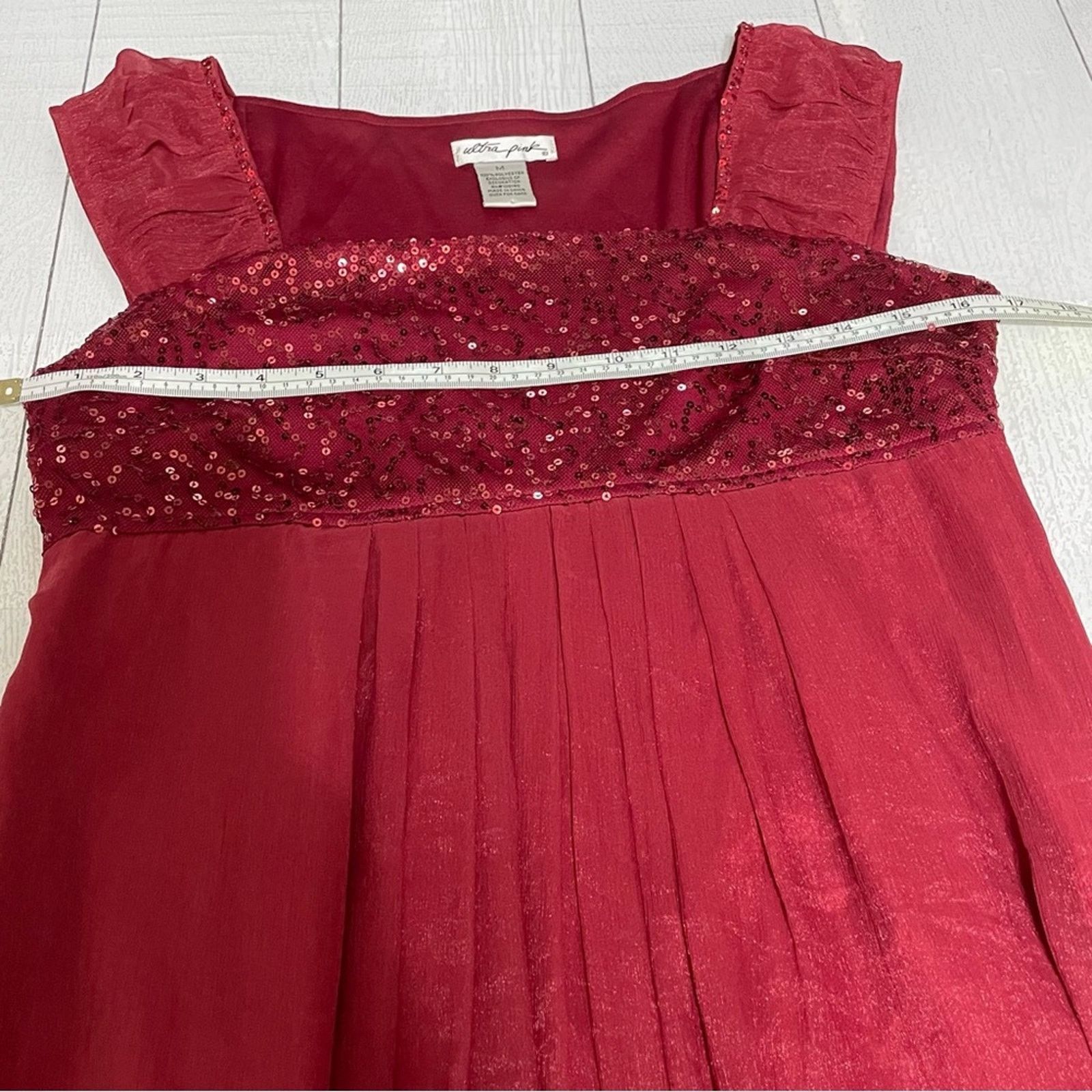 Other Ultra Pink Burgundy Sequin Bodice Mini Dress Medium Size M / US 6-8 / IT 42-44 - 4 Thumbnail