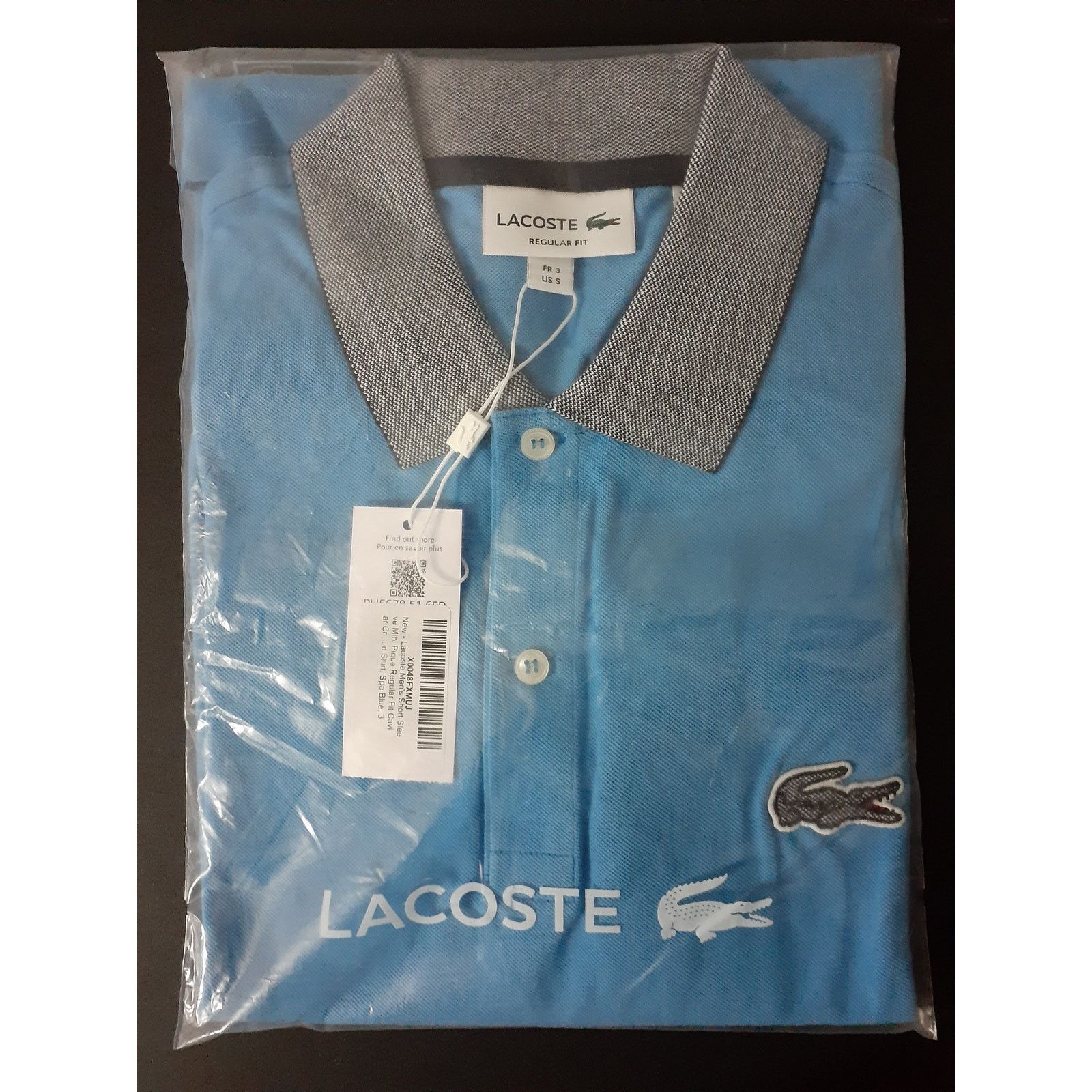 Lacoste Lacoste Men's Short Mini Regular Fit Caviar Croc Polo Blue S Size US S / EU 44-46 / 1 - 2 Thumbnail