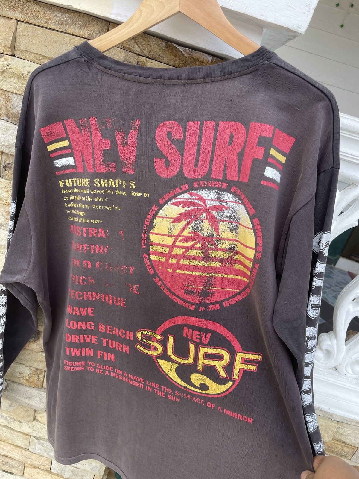 Sun Surf Last Drop🔥Vtg Nev Surf Boards THRASHED FADED Long Sleeve Size US XXL / EU 58 / 5 - 6 Thumbnail