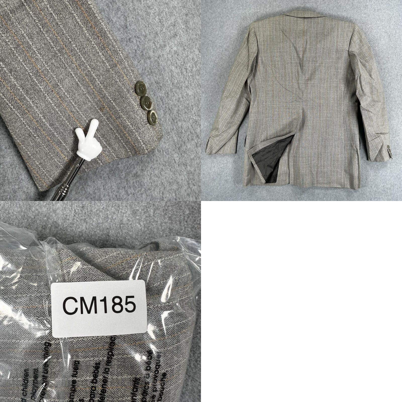 Brioni VINTAGE Brioni Blazer Sport Coat Mens 38 Gray Stripe Wool Tweed Two Button Italy Size 38R - 9 Thumbnail