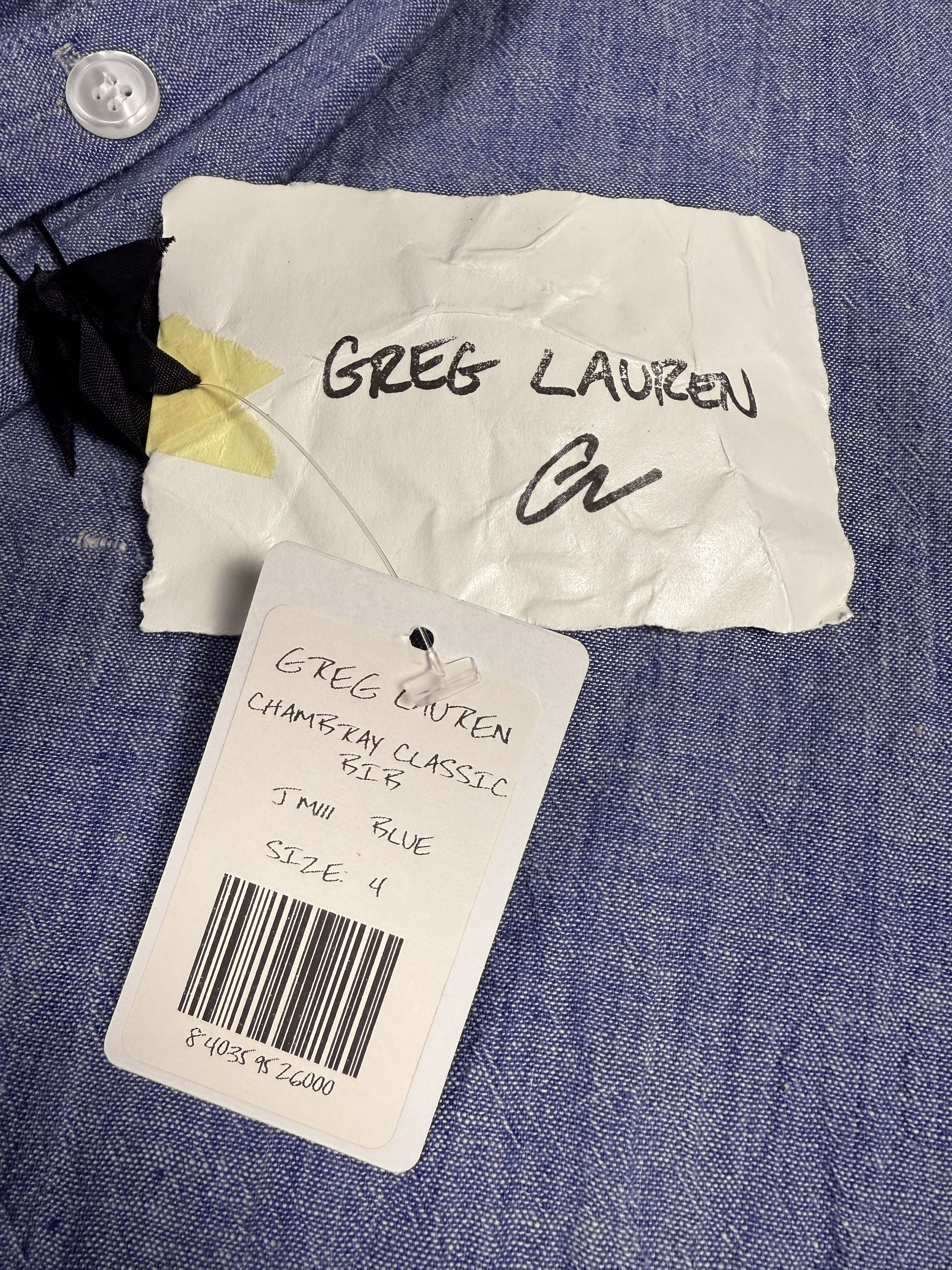 Greg Lauren $950 Greg Lauren Chambray Classic Bib Studio Shirt Size US XL / EU 56 / 4 - 6 Thumbnail