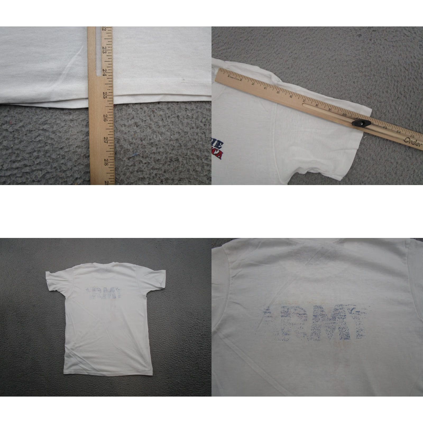 Vintage VTG Stedman Shirt I Love America Make My Day Hippie Uncle Sam Army 70s 80s SZ M White Mens Size US M / EU 48-50 / 2 - 8 Thumbnail
