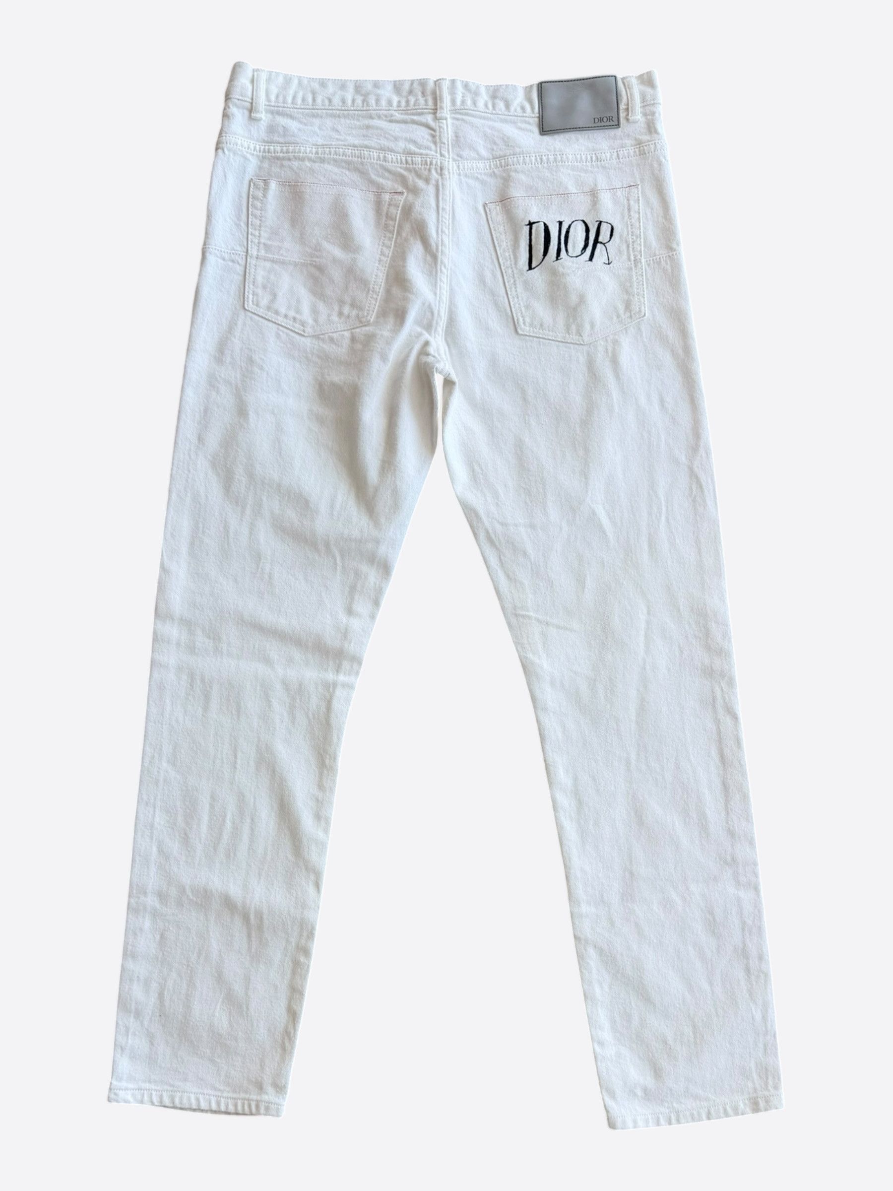 Dior Dior Raymond Pettibon White & Black Embroidered Logo Jeans Size US 32 / EU 48 - 1 Thumbnail