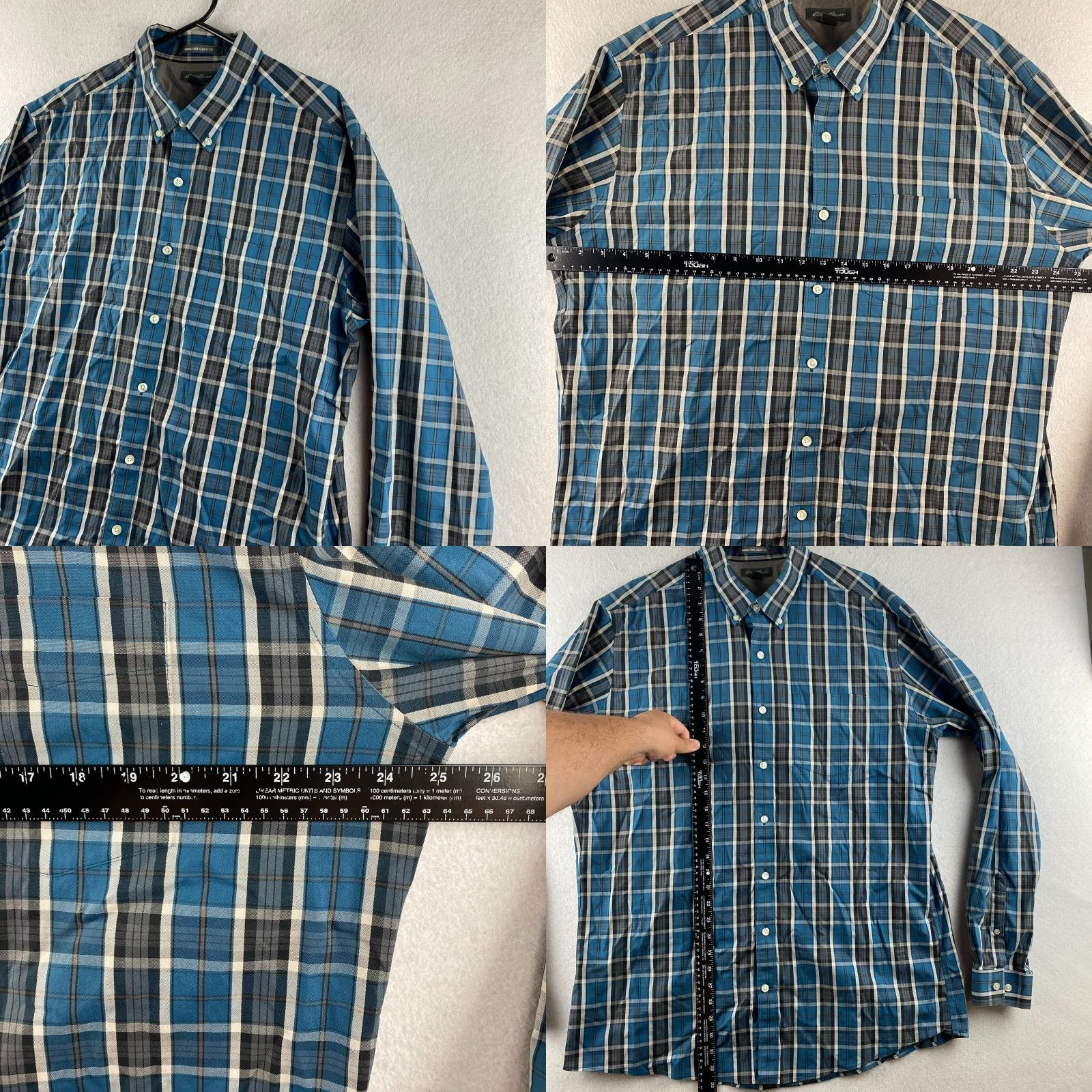 Eddie Bauer Eddie Bauer Button-Up Shirt Mens XL Tall Blue Plaid Wrinkle Free Classic Fit Size US XL / EU 56 / 4 - 8 Thumbnail