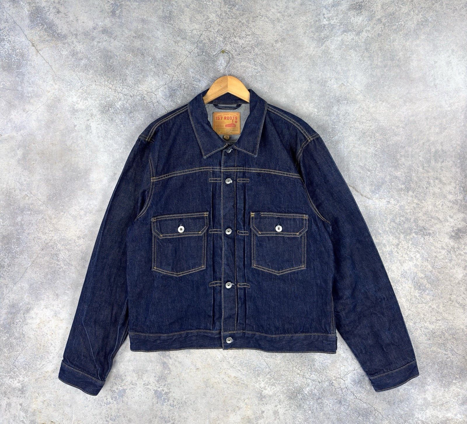 Roots 157 ROOTS J002 14.5 OZ Selvedge Raw Denim Jacket Type 1 Size US XL / EU 56 / 4 - 1 Thumbnail