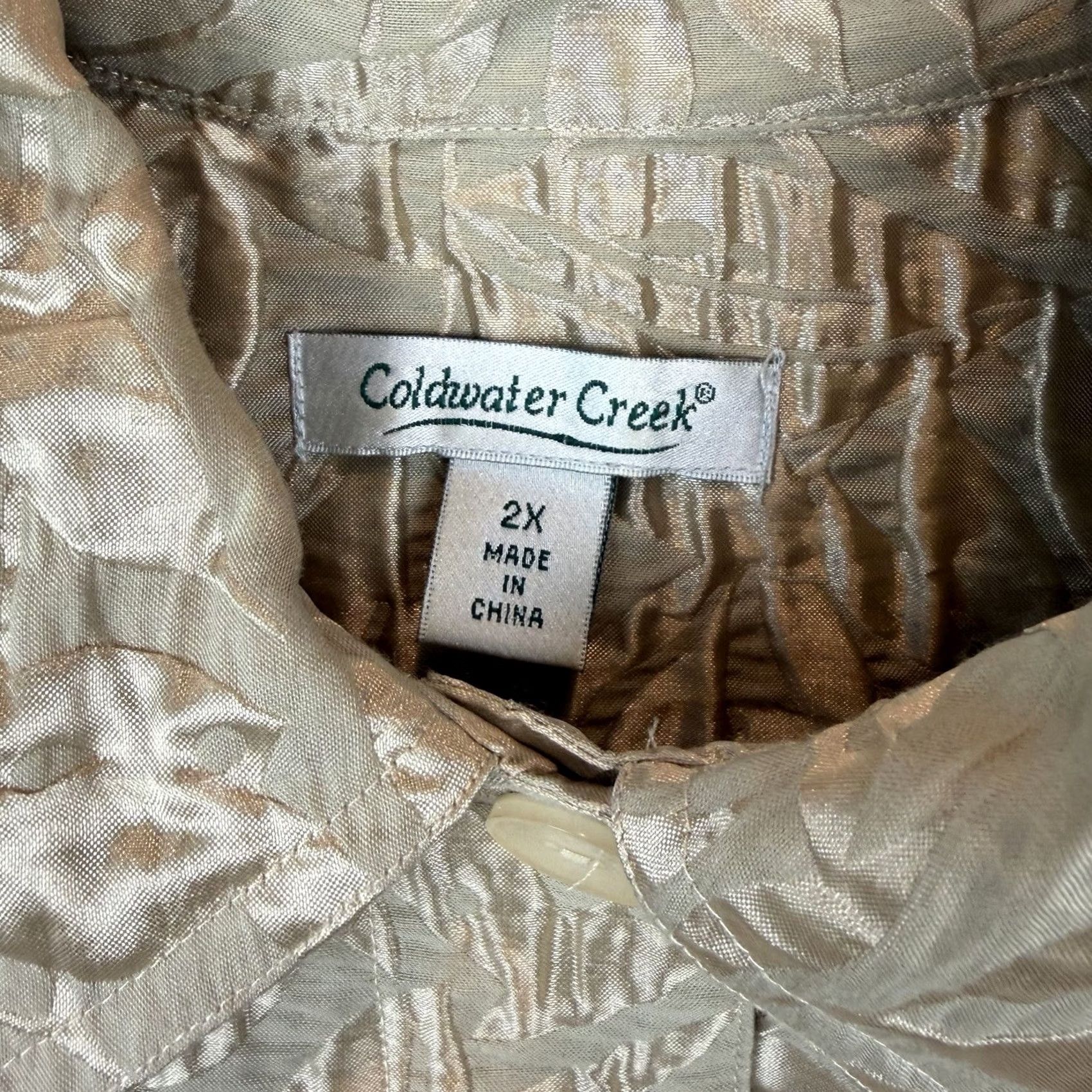 Coldwater Creek Coldwater Creek Blazer Womens 2X Gold Textured Button Jacket Vintage 80s Beach Bohemian Classic Size XXL / US 16-18 / IT 52-54 - 3 Thumbnail